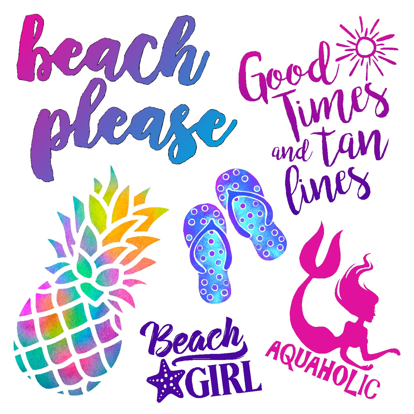  Beach Girl Vinyl Sticker Decal Set、mySite、ghnorth