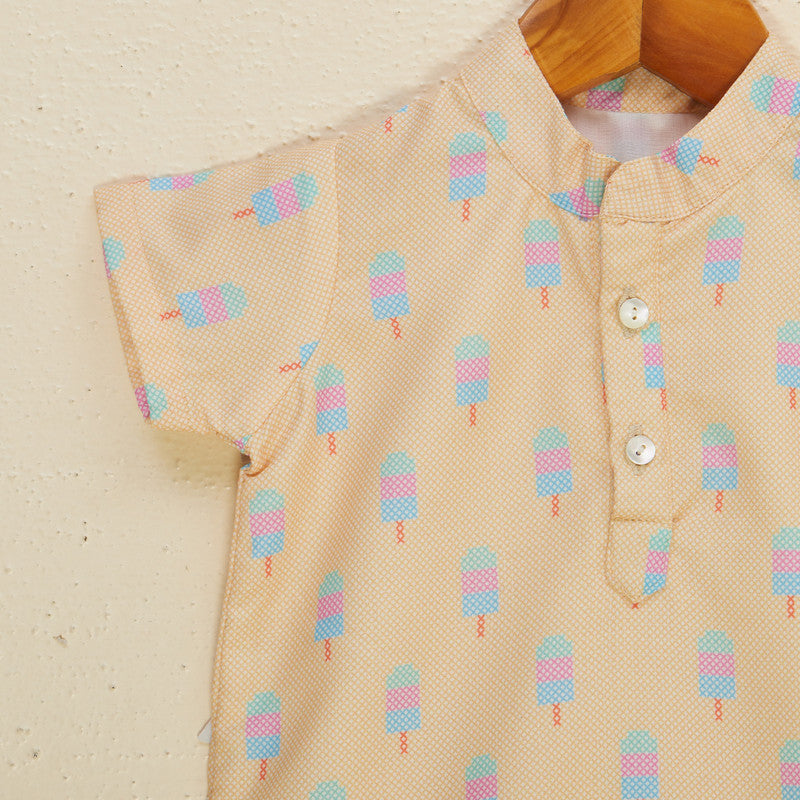 Cotton Romper For Kids | Printed | Cream、mySite、camillekostekn