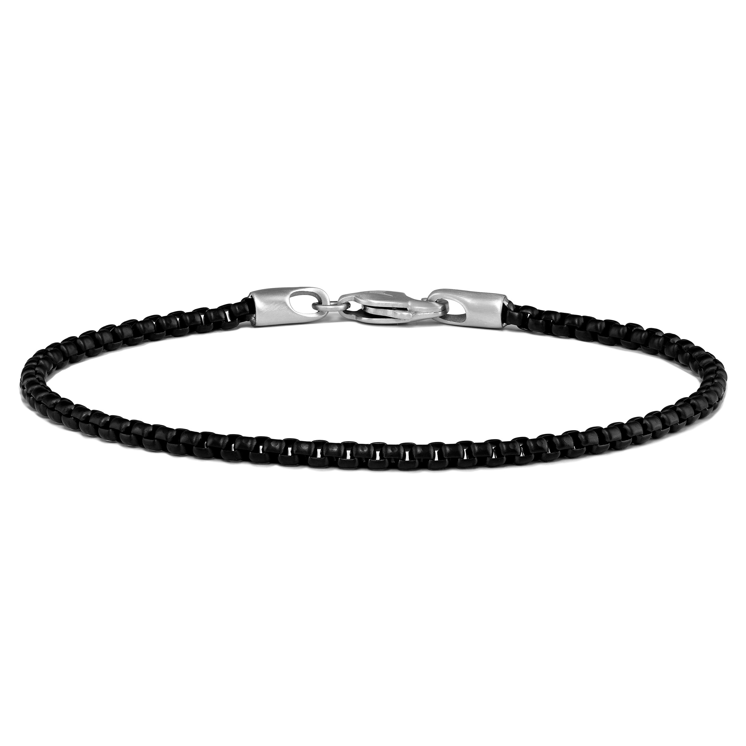  Box Chain Bracelet, 3MM - Black