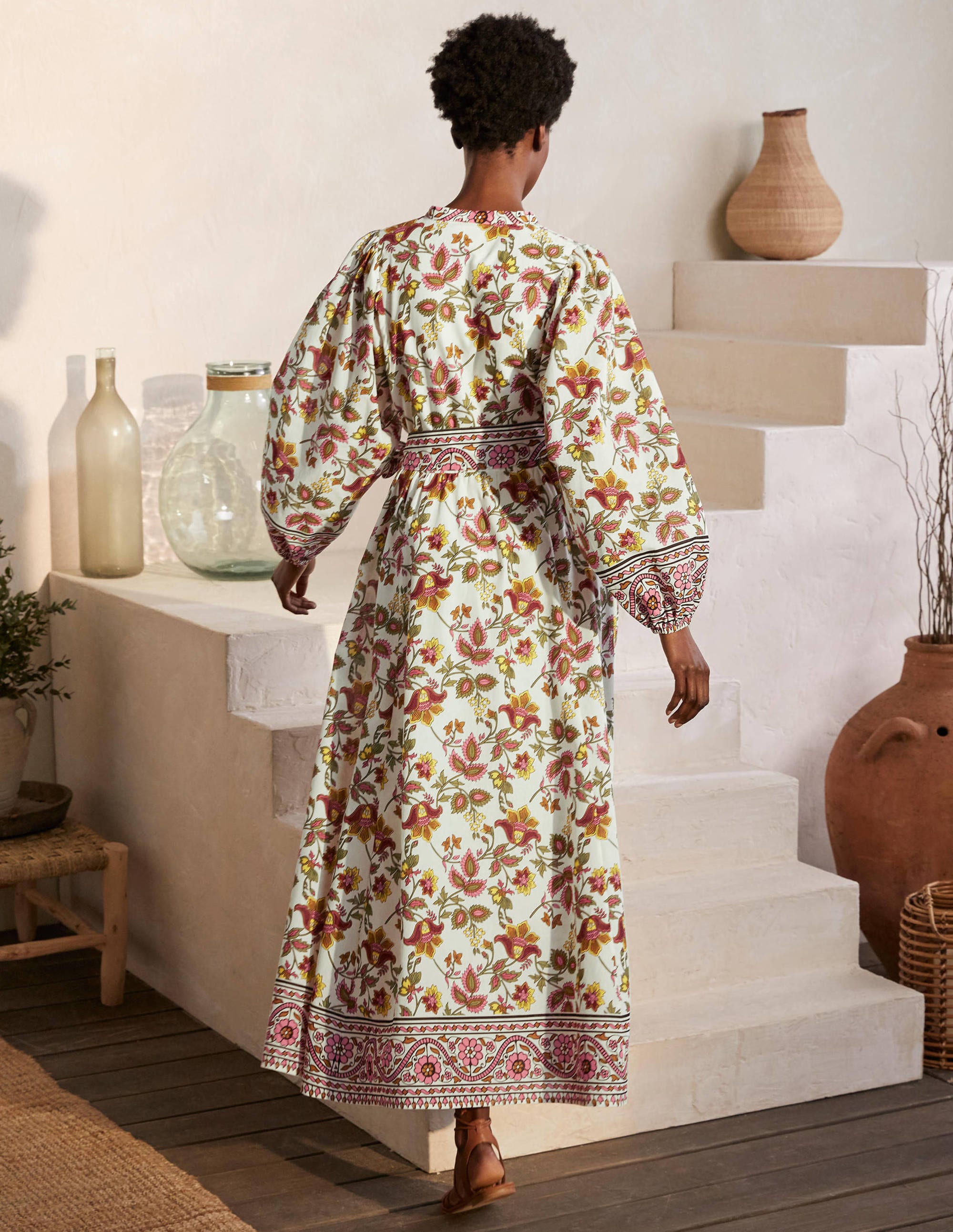  Notch Neck Cotton Maxi Dress-Ivory, Summer Chintz、mySite、ashleygrahame