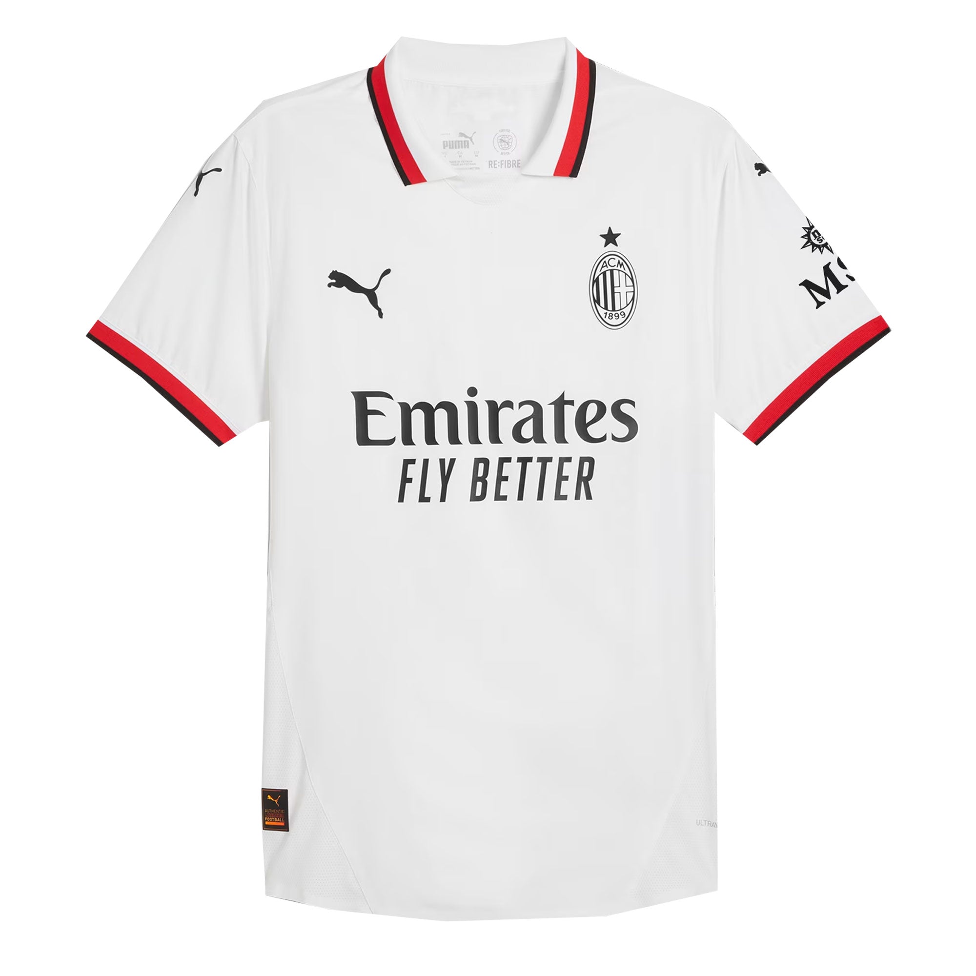PUMA Men's AC Milan 2024/25 Authentic Away Jersey White/Red、mySite、noshort