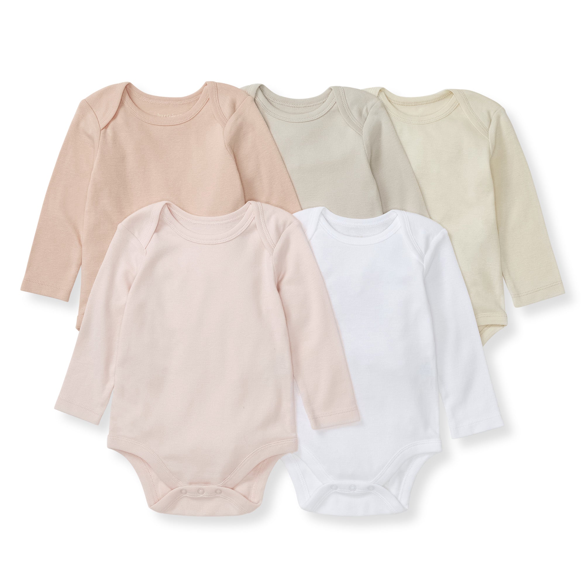  Solid Organic Cotton Long Sleeve Baby Bodysuits 5 Pack - Pink Sand、mySite、layawaytickets