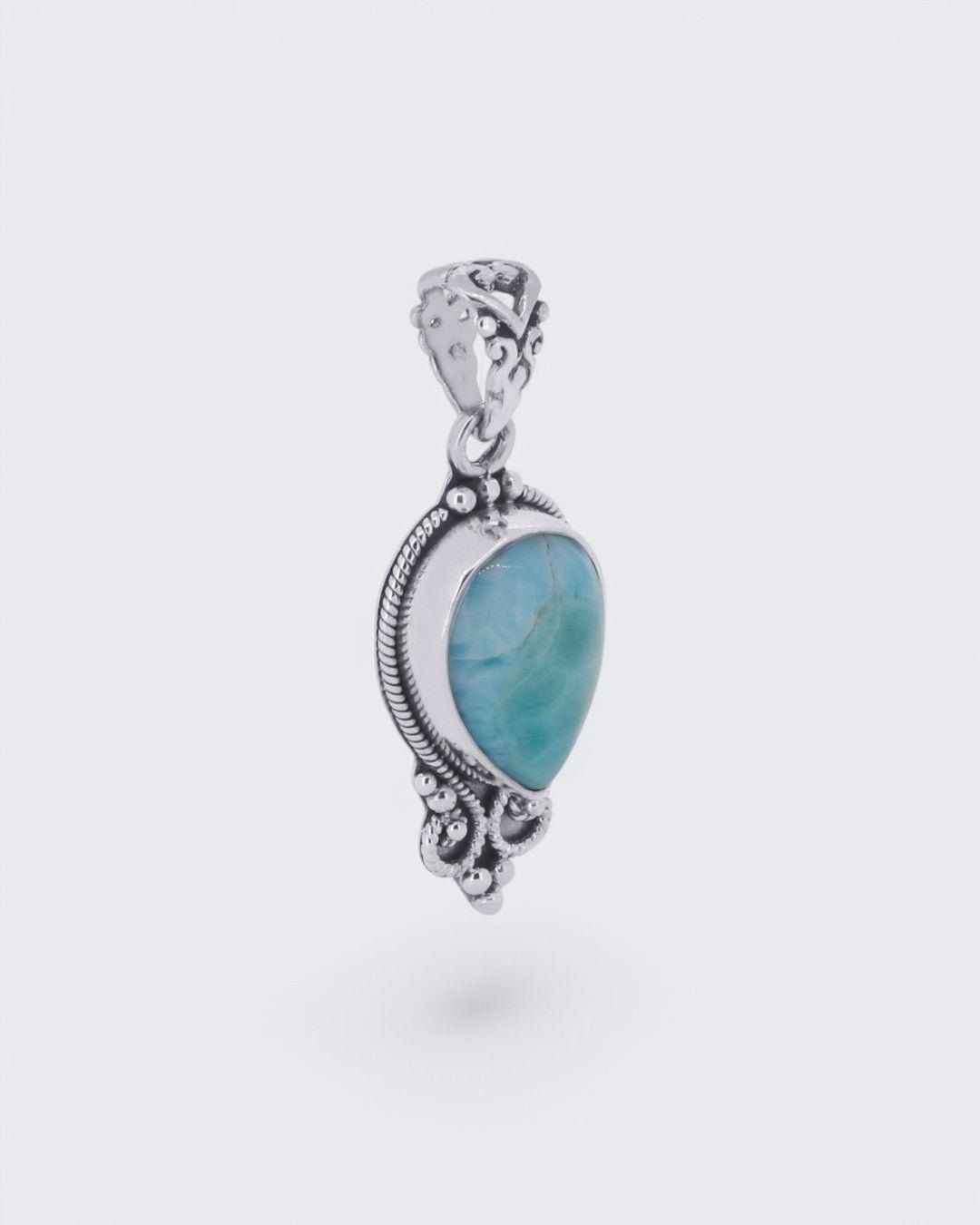 Sterling Silver Pear-Shaped Larimar Pendant、mySite、topwebapps