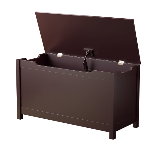 Kids Wooden Toy Box Storage with Safety Hinged Lid for Ages 2+ (White)、、casual