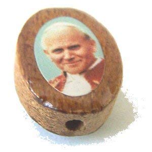  John Paul II Oval wooden medal -enamel (14x11mm -0.55x0.43)、mySite、elrpsem3k