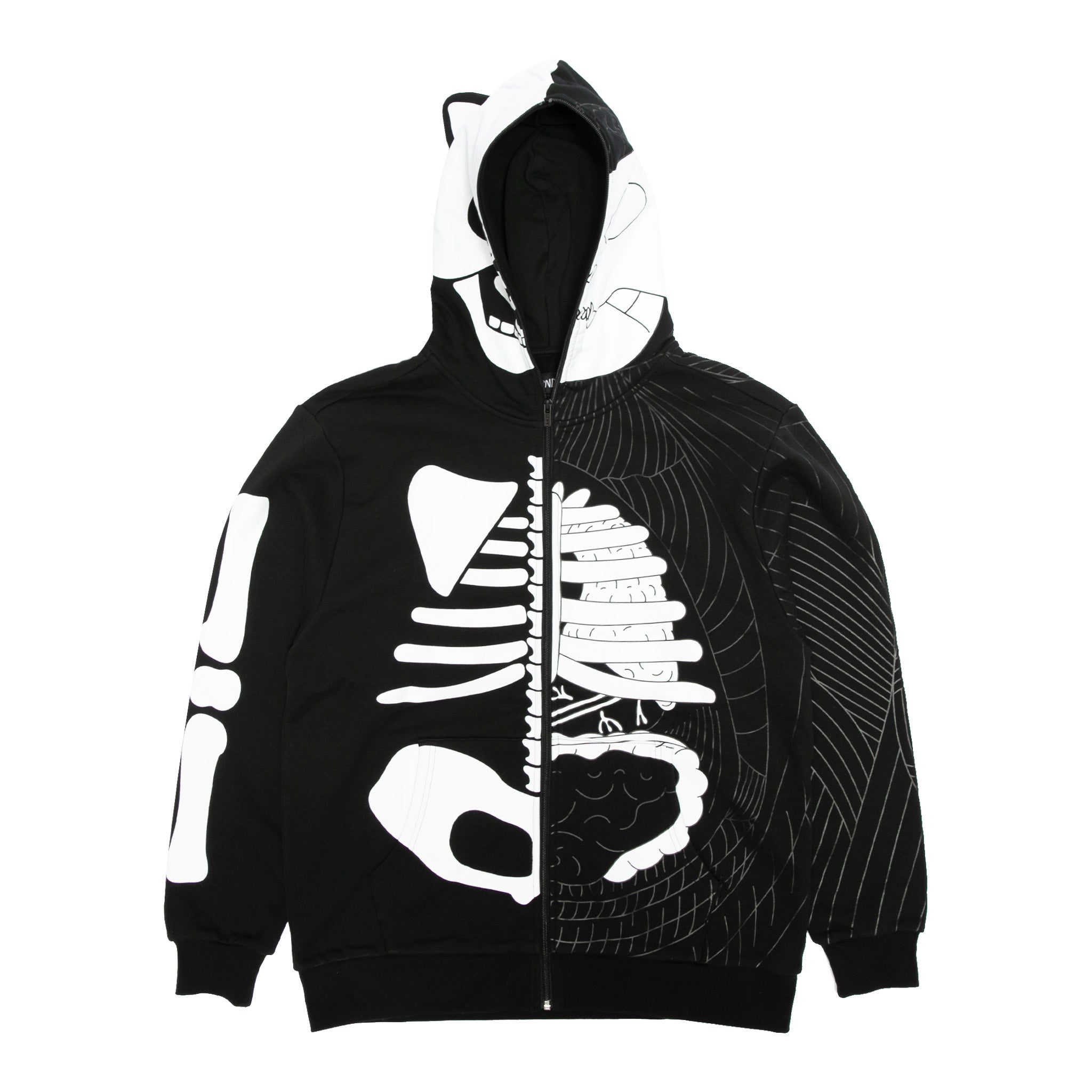  Skelly Anatomy Full Zip Hoodie (Black/White)、mySite、merchandisen