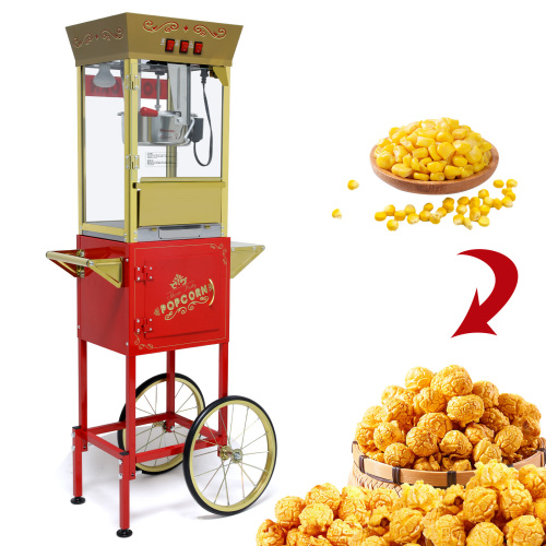  12oz Popcorn Machine Cart, Popcorn Cart with Wheels, Vintage Popcorn Machine with Stainless Steel Kettle, Movie Theater Style Popcorn Machine for Party, Red、、yumabirdnaturehistoryfestival