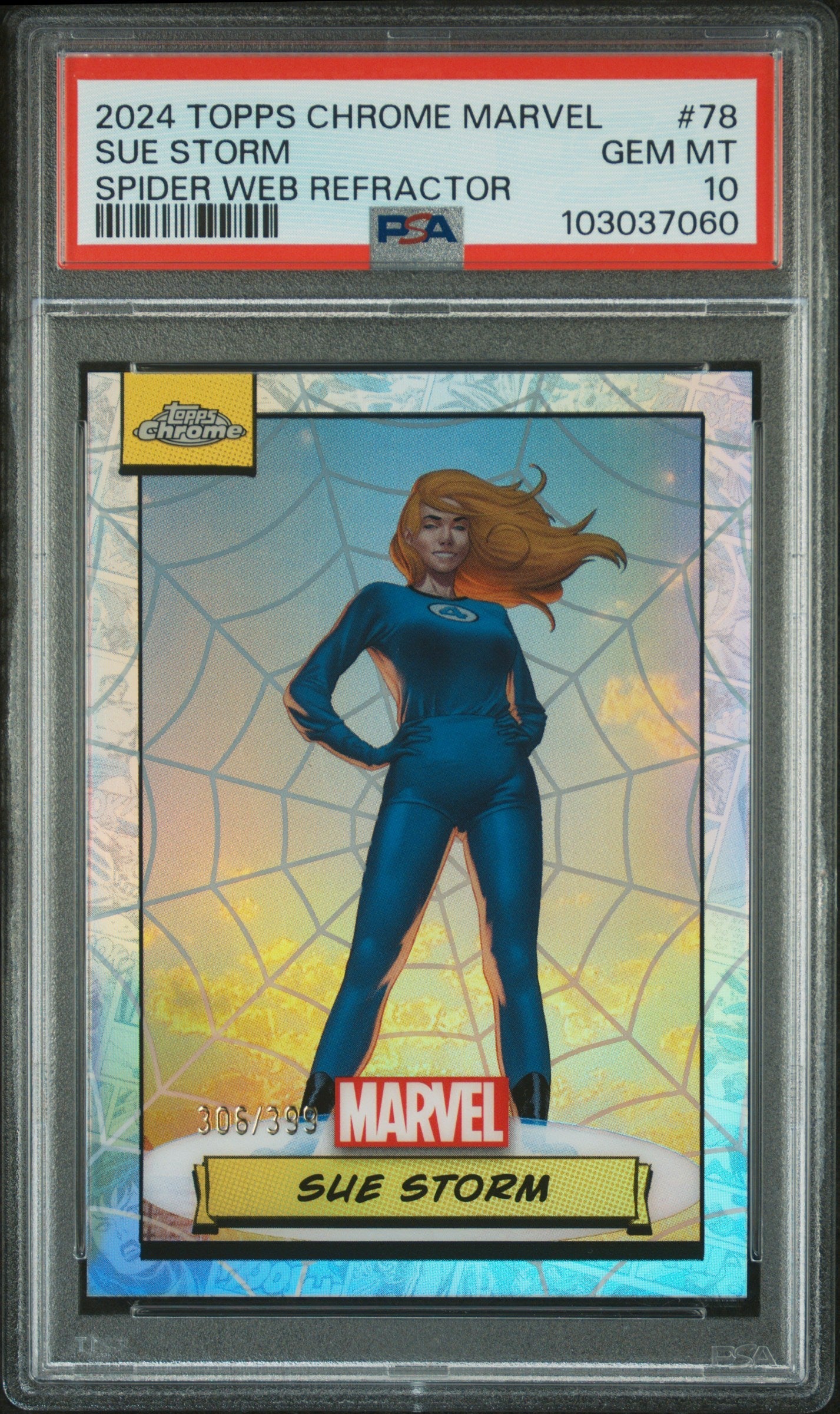 Sue Storm #78 Spider Web Refractor 306/399 PSA 10 Topps Chrome Marvel 2024、mySite、waistdrama