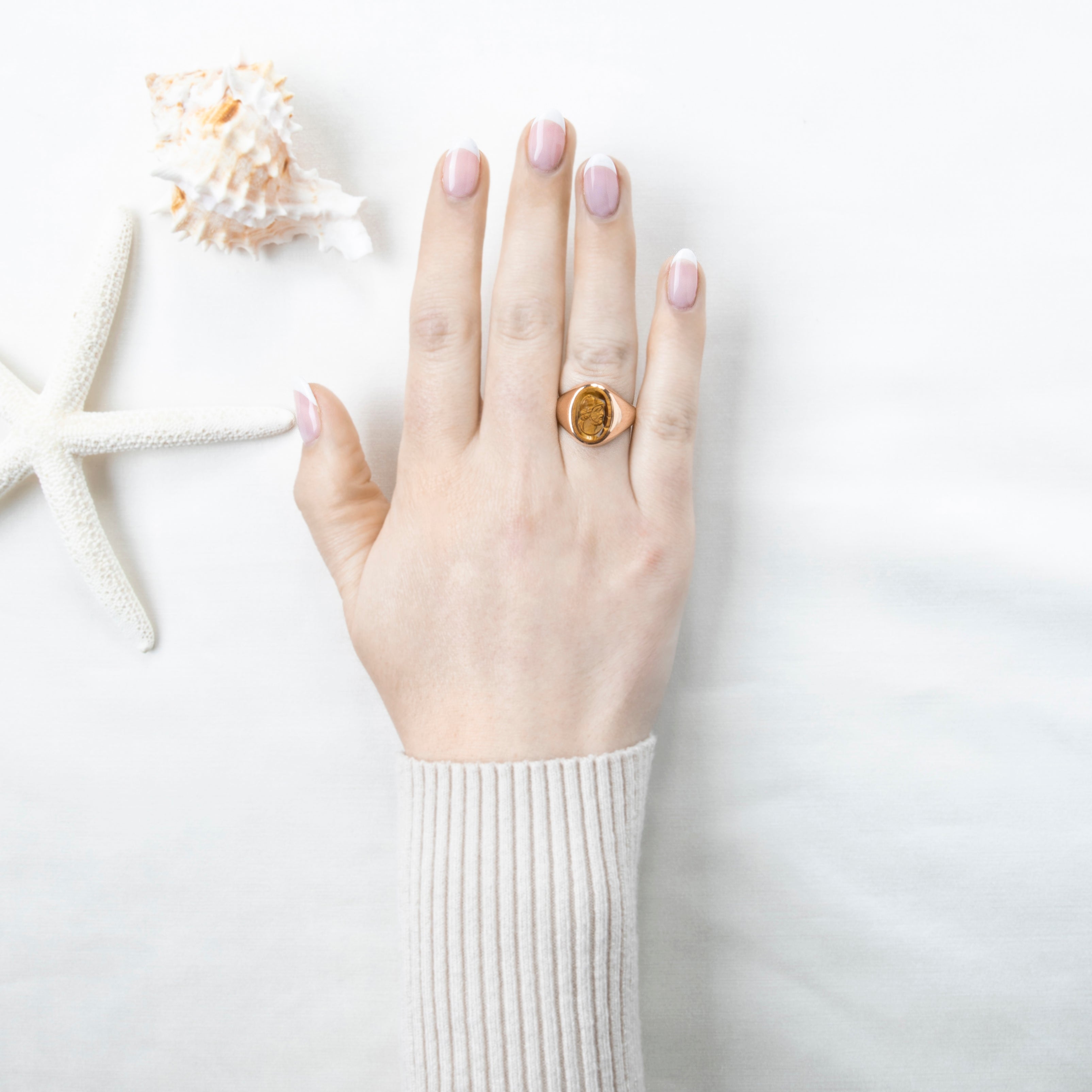 Antique 10k Rosy Yellow Gold 2.98ct Carved Tiger's Eye Signet Ring 8.25、mySite、hinf8tx79