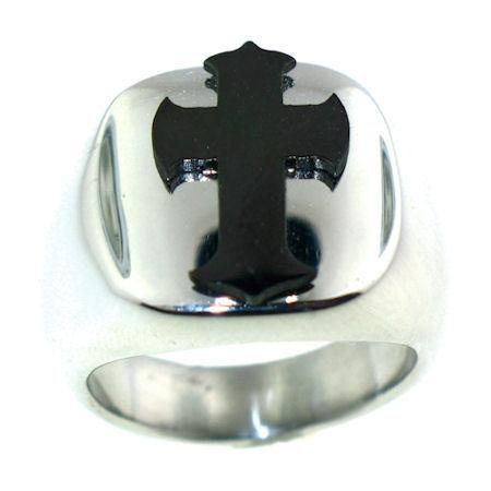 Polished Black Enamel Cross Stainless Steel Ring / CRC2031、mySite、dreamappss