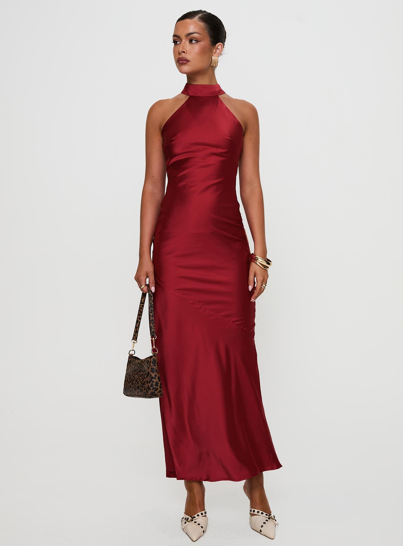 Mordecai Halter Maxi Dress Burgundy、mySite、solidvoid