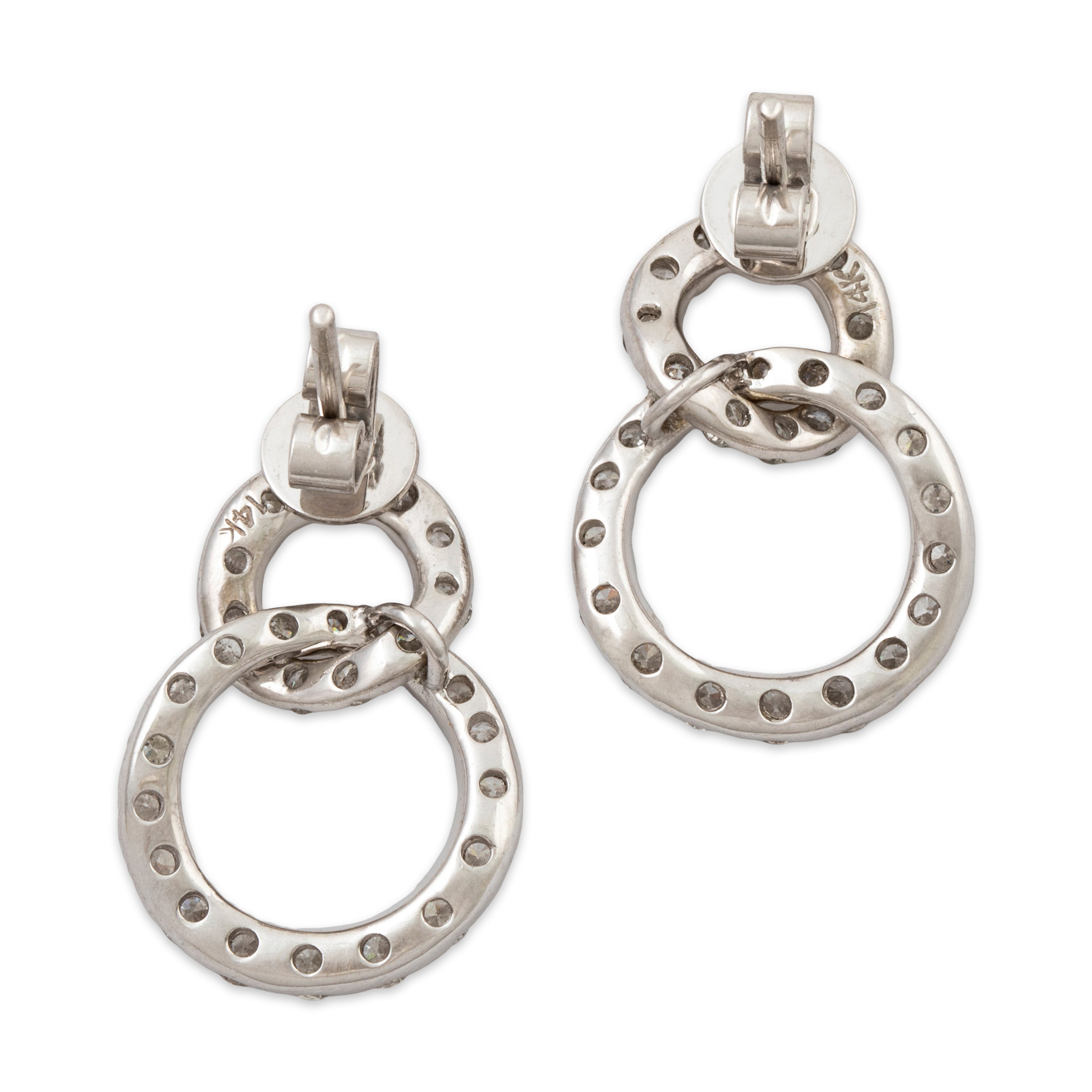 Vintage 14k White Gold 2cttw Diamond Brilliant Loop Earrings、mySite、hinf8tx79