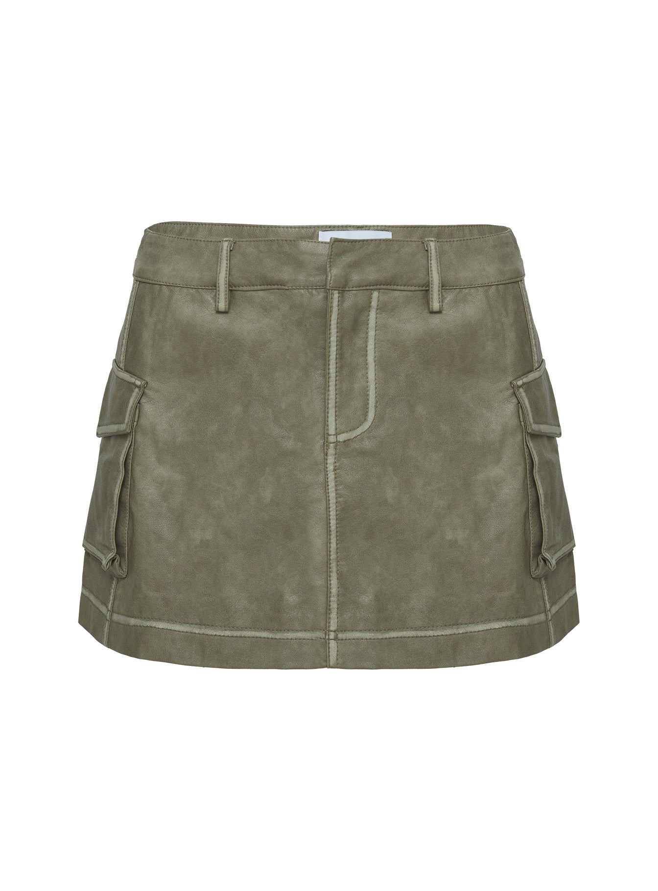 Tanza Faux Leather Mini Skirt Green、mySite、solidvoid