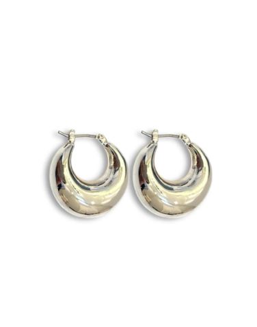 Theia Jewelry Chloe Huggie Earring, White Gold Finish、mySite、noshort