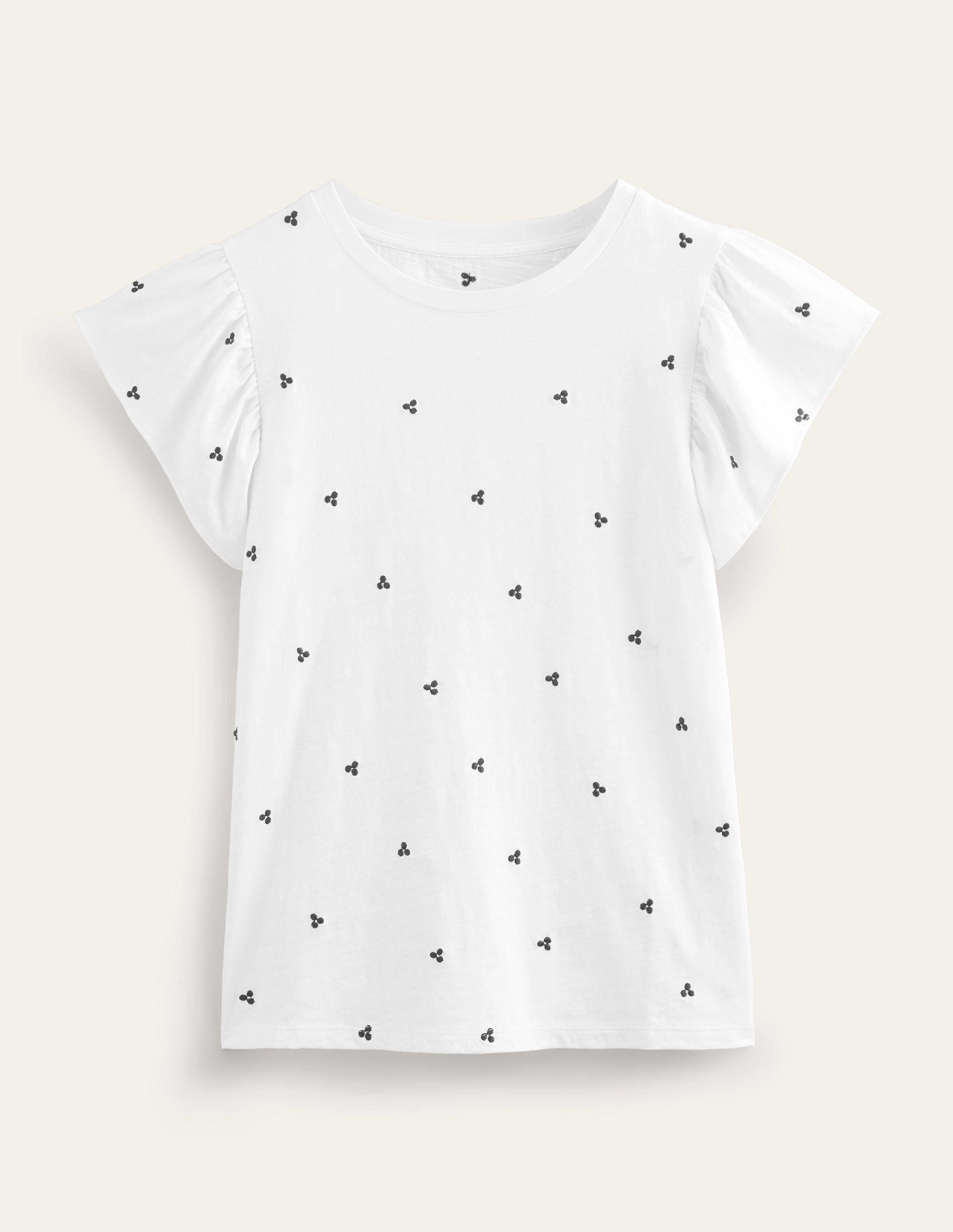  Embroidered Flutter Top-White, Blue Embroidery、mySite、ashleygrahame