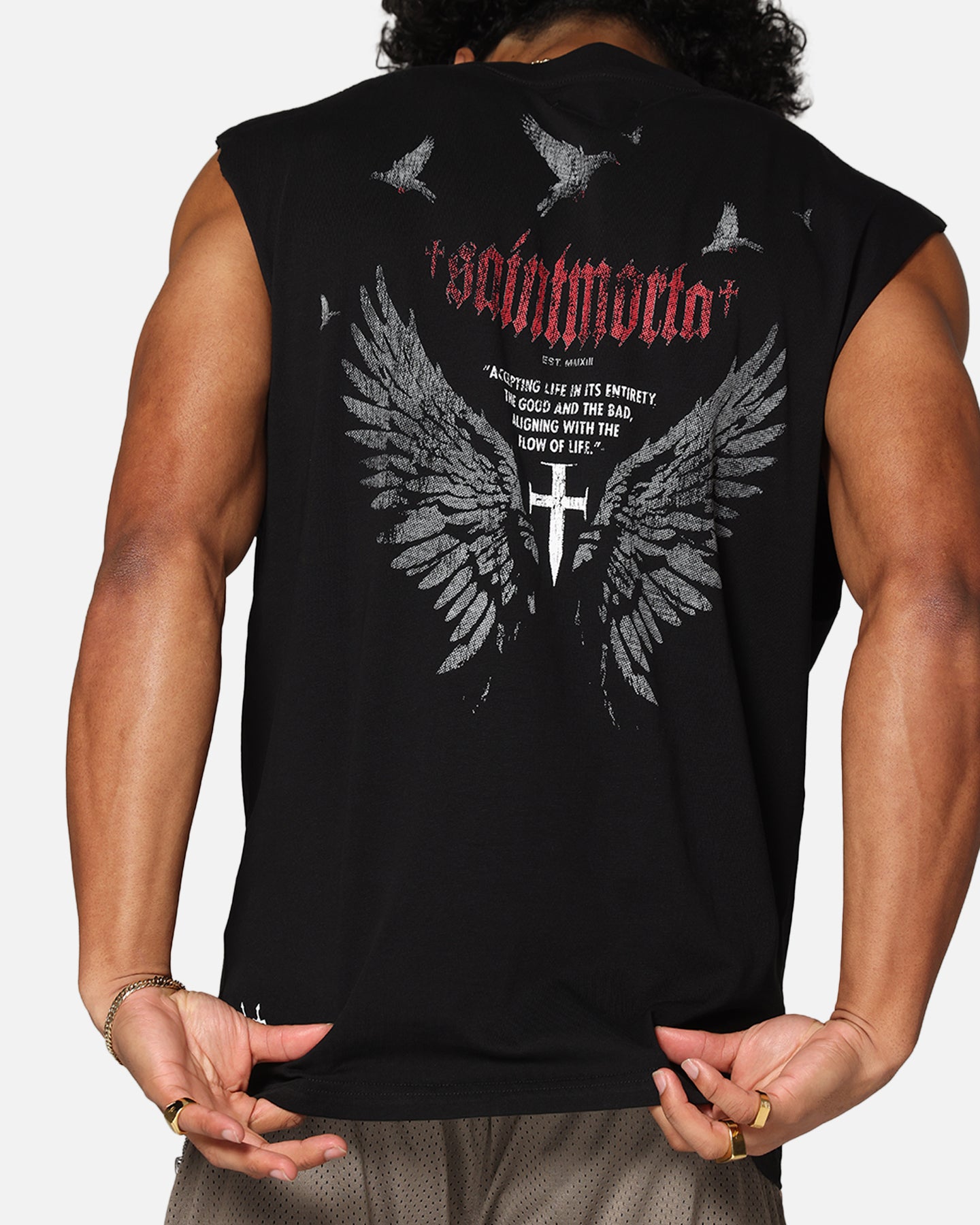 Saint Morta Amorfati Oversized Muscle T-Shirt Black、mySite、zt4zffjzw