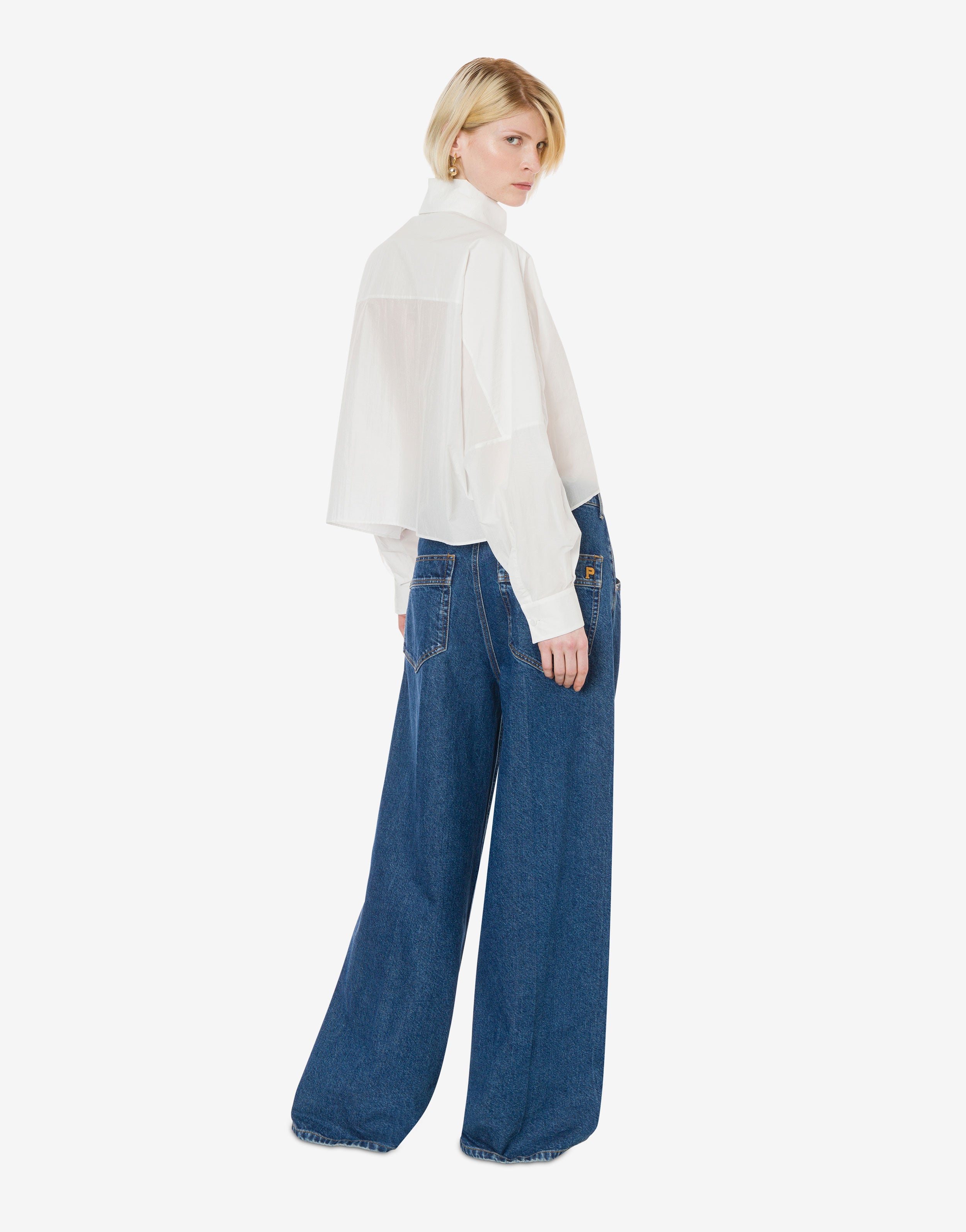 Camicia cropped in cotone tecnico、mySite、aoinhome