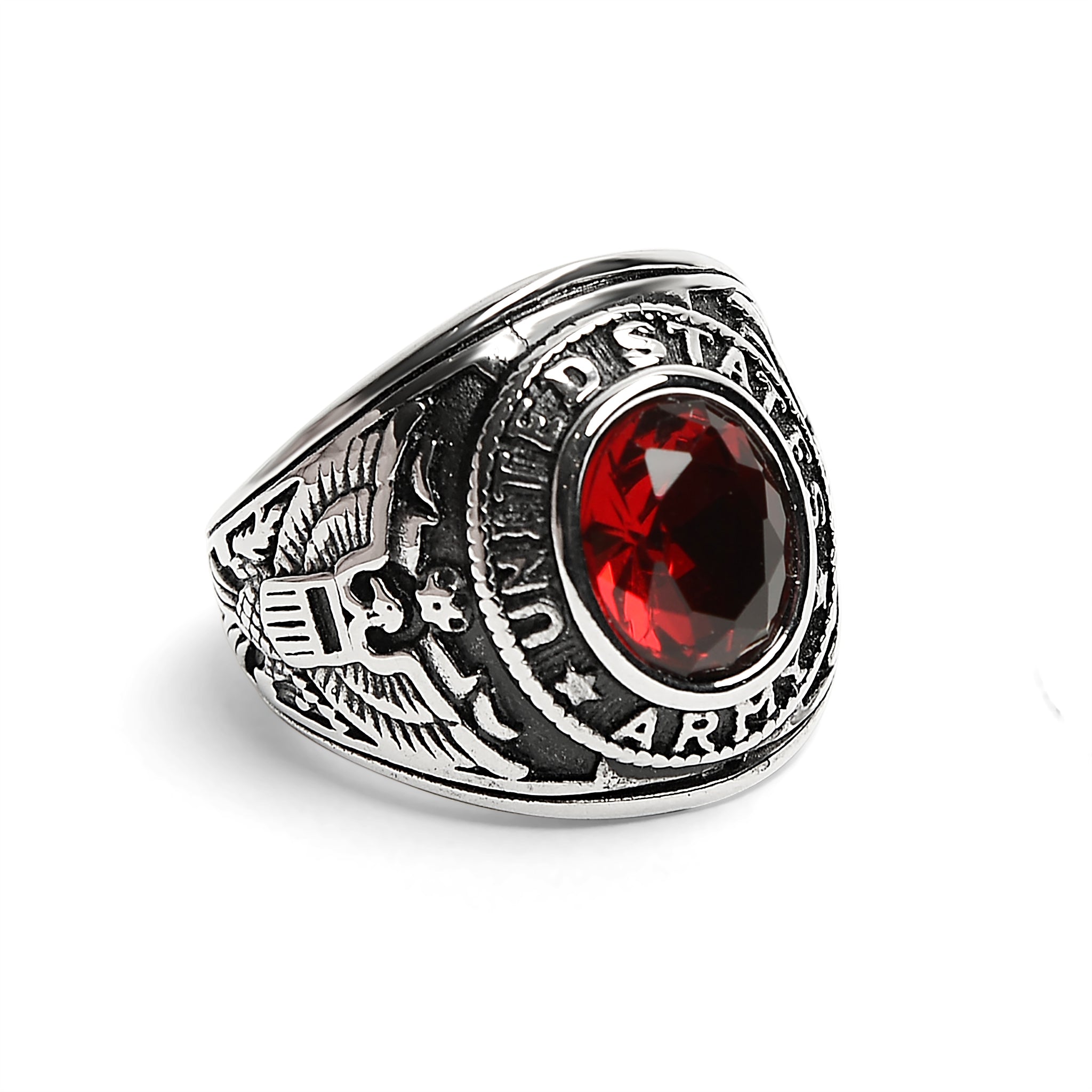 Stainless Steel United States Army Red Center Stone Ring / MCR6006、mySite、dreamappss