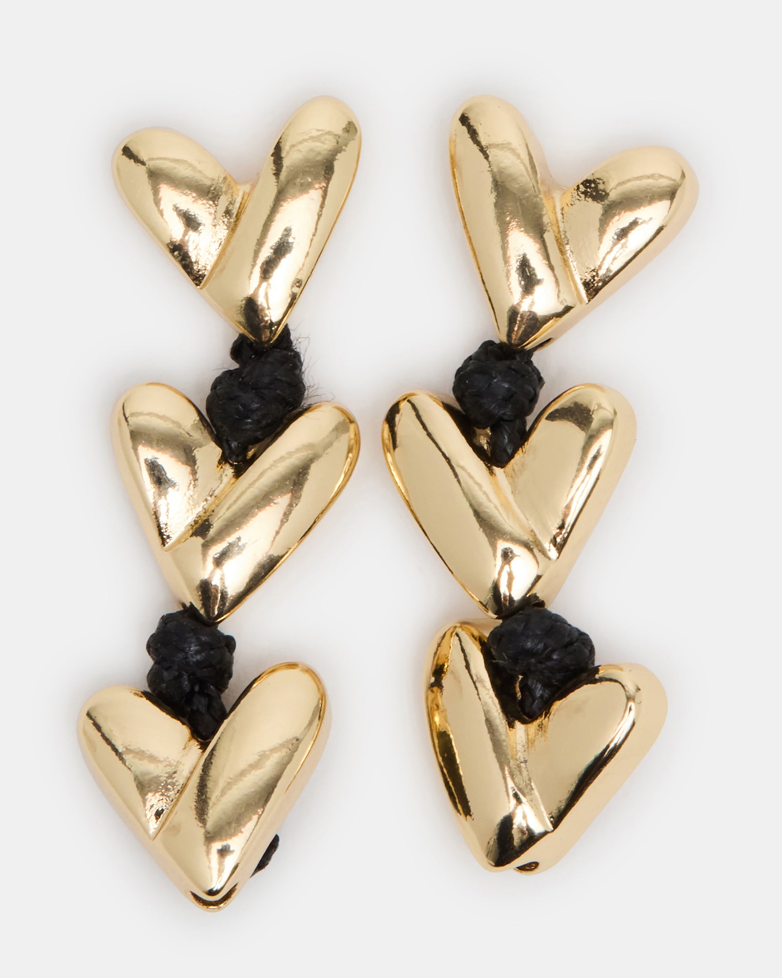 HEART LINEAR EARRINGS BLACK/GOLD、mySite、gtrtttuynbv