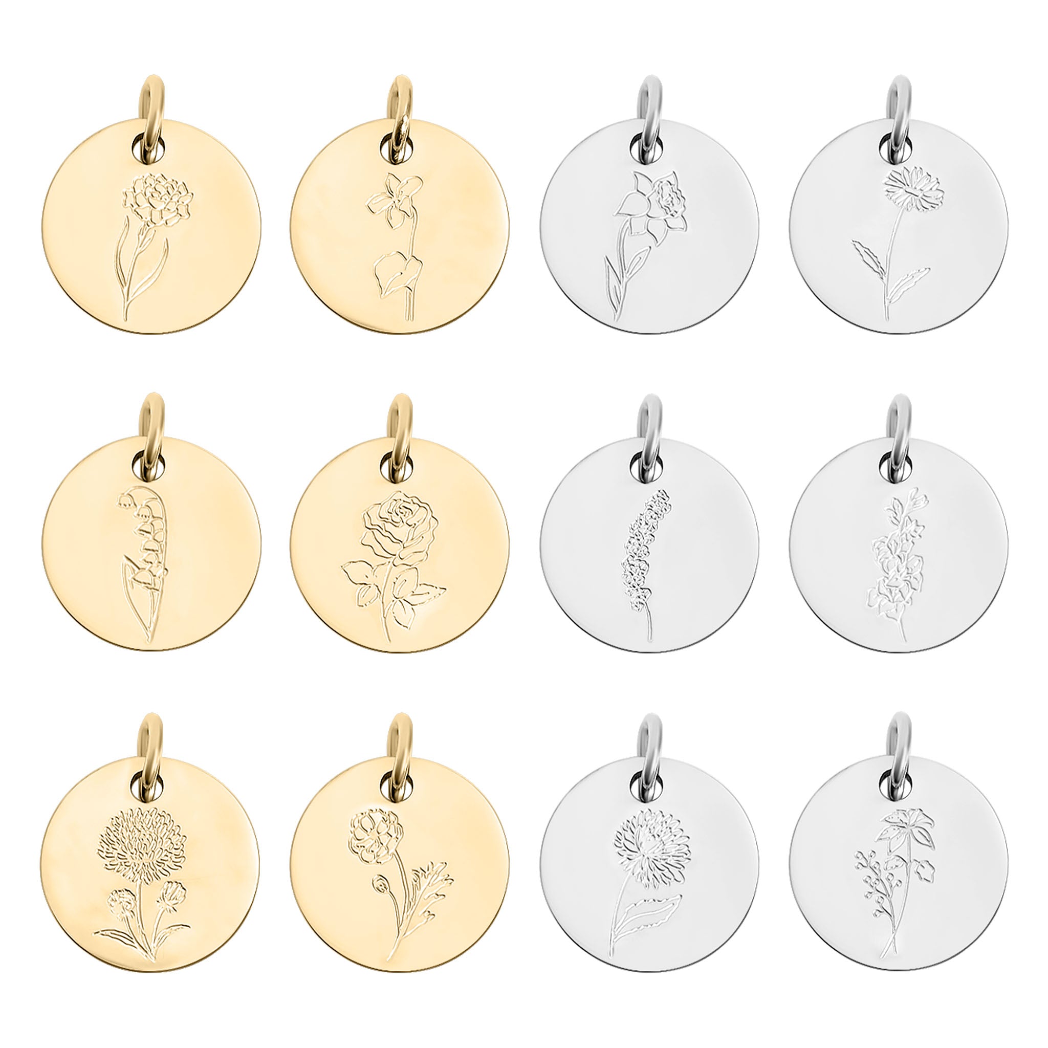 18K Gold PVD Stainless Steel Birth Flower Charm / PDL0217、mySite、dreamappss