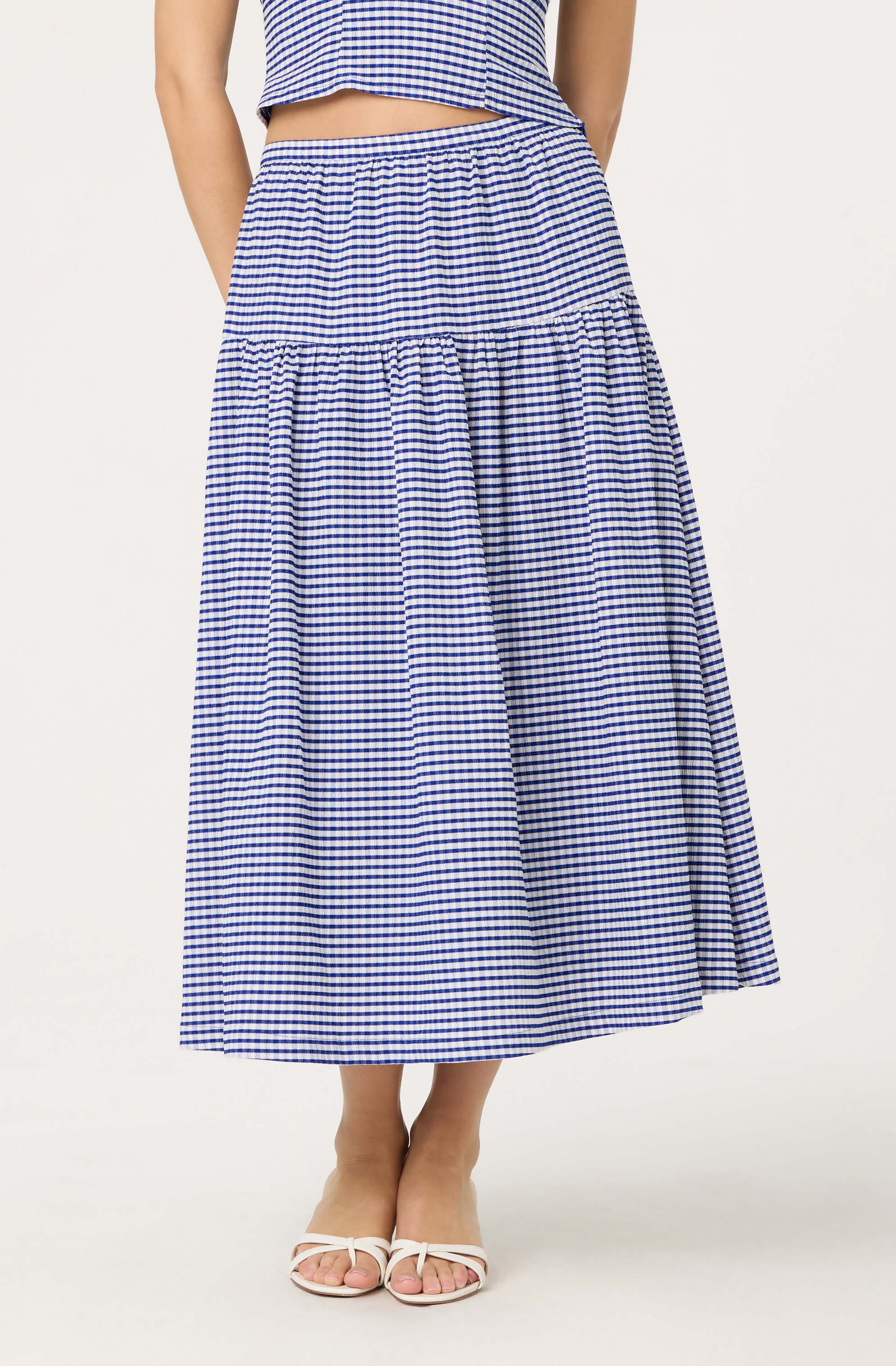 Drop Waist Gingham Midi Skirt、mySite、solidvoid