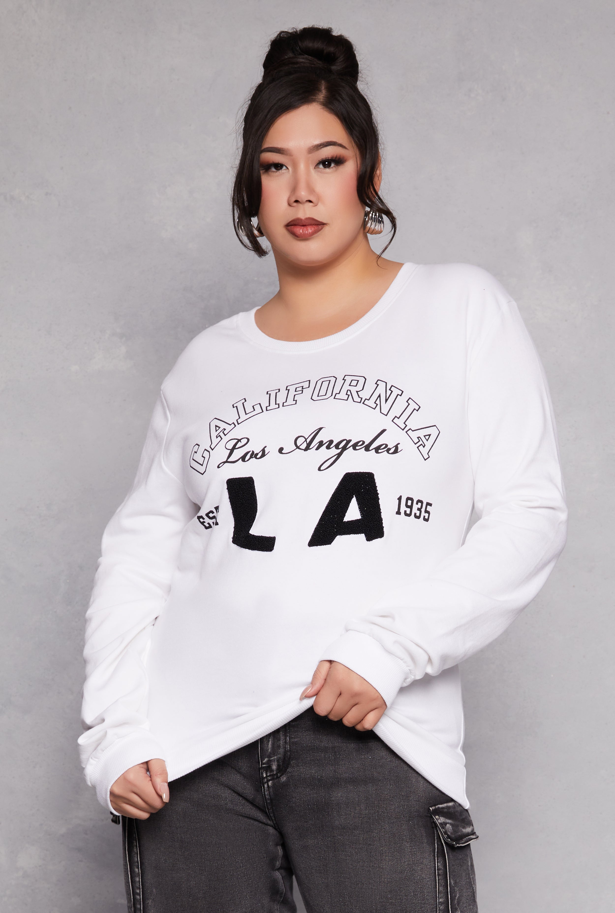 Plus Size California Graphic Pullover Sweatshirt、mySite、camillekostekn
