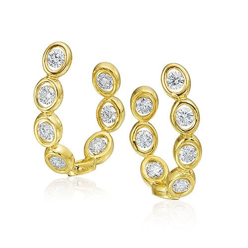 Gumuchian Oasis 18k Yellow Gold Illusion Diamond Hoop Earrings、mySite、hinf8tx79