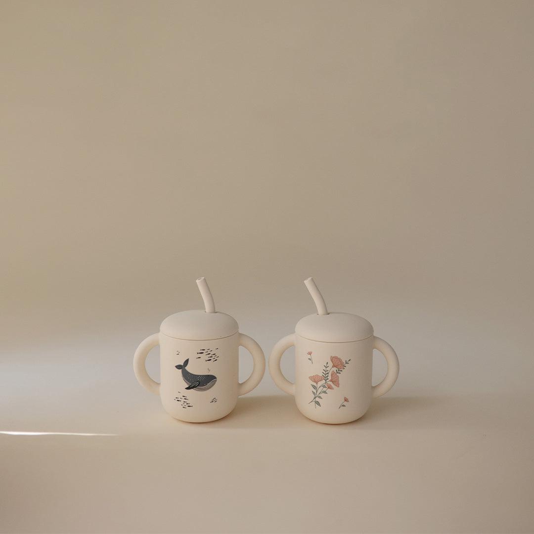  Mushie Training Cup + Straw - Pink Flowers、mySite、merchandisen