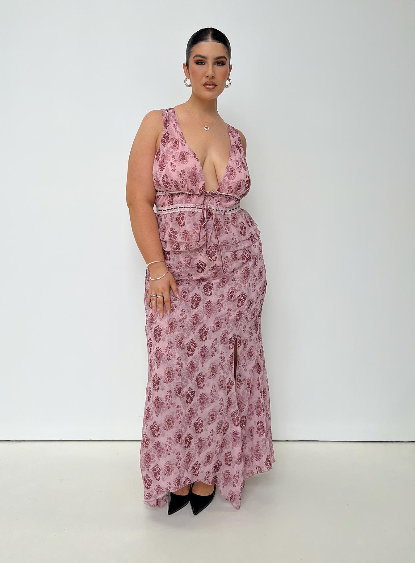 Nikolise Maxi Skirt Purple Curve、mySite、solidvoid