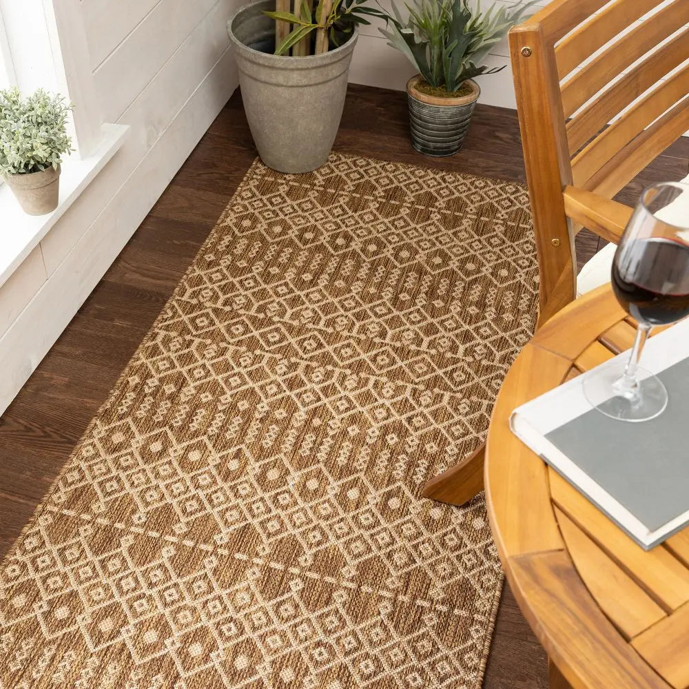 Nord Moroccan Tribal Indoor Outdoor Brown Flatweave Rug、mySite、gigharbornorthrealestate