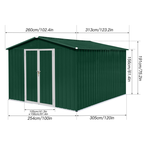 Metal garden sheds 8ftx10ft outdoor storage sheds Dark-grey、、eastwooduniform