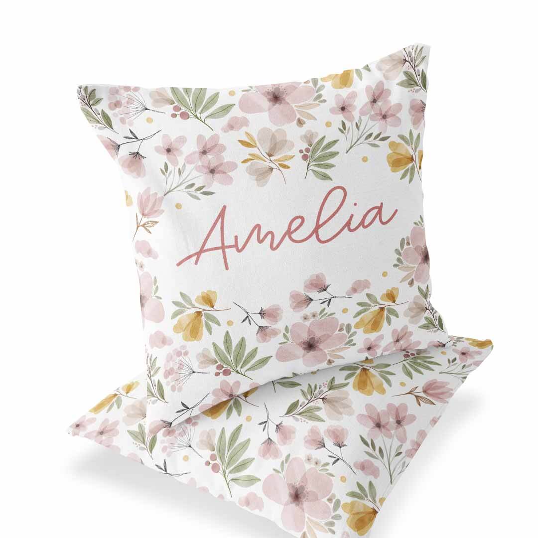  Maeve's Mauve & Mustard Floral Personalized Pillow、mySite、layawaytickets