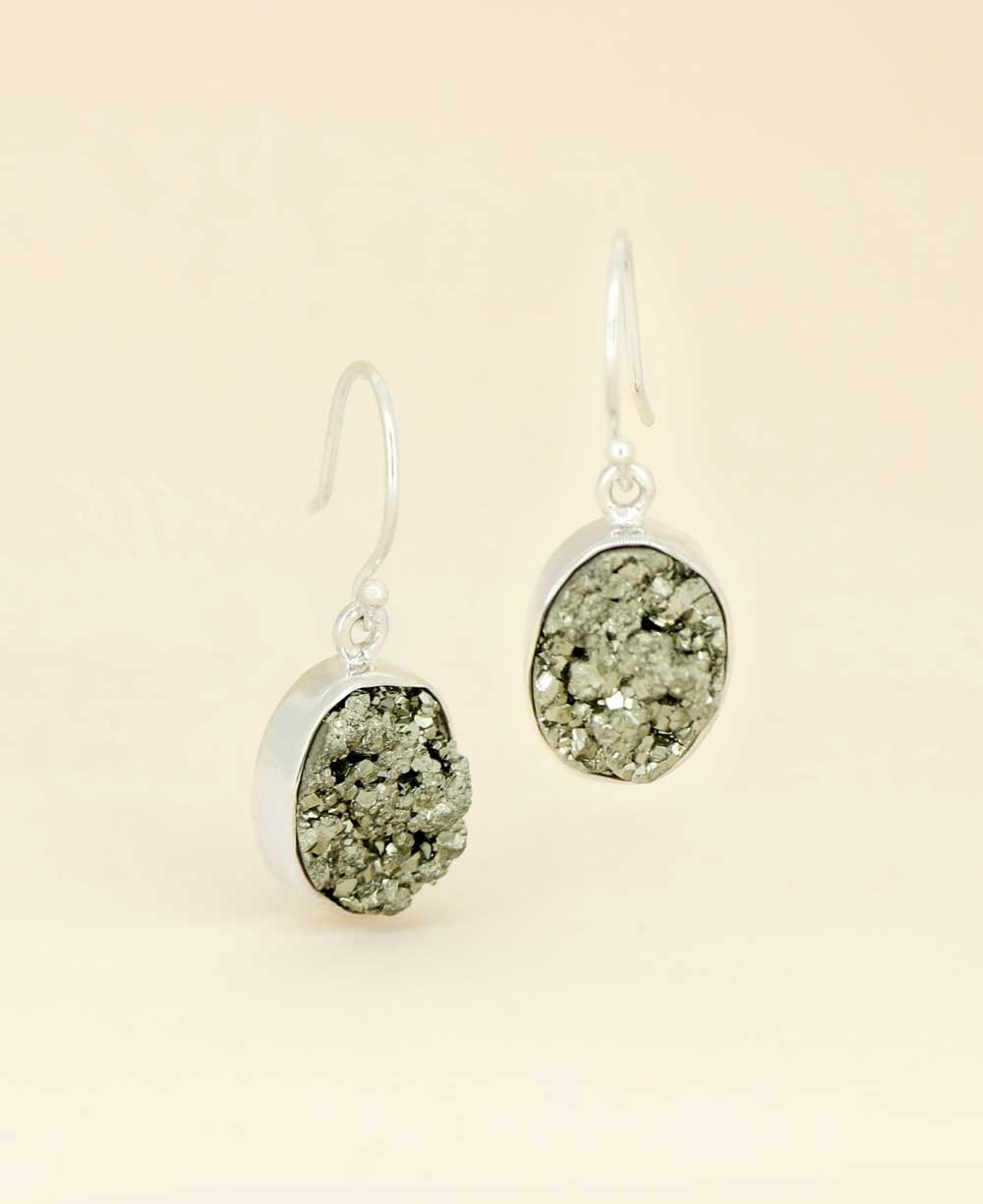 Sterling Silver Pyrite Gemstone Earrings、mySite、topwebapps