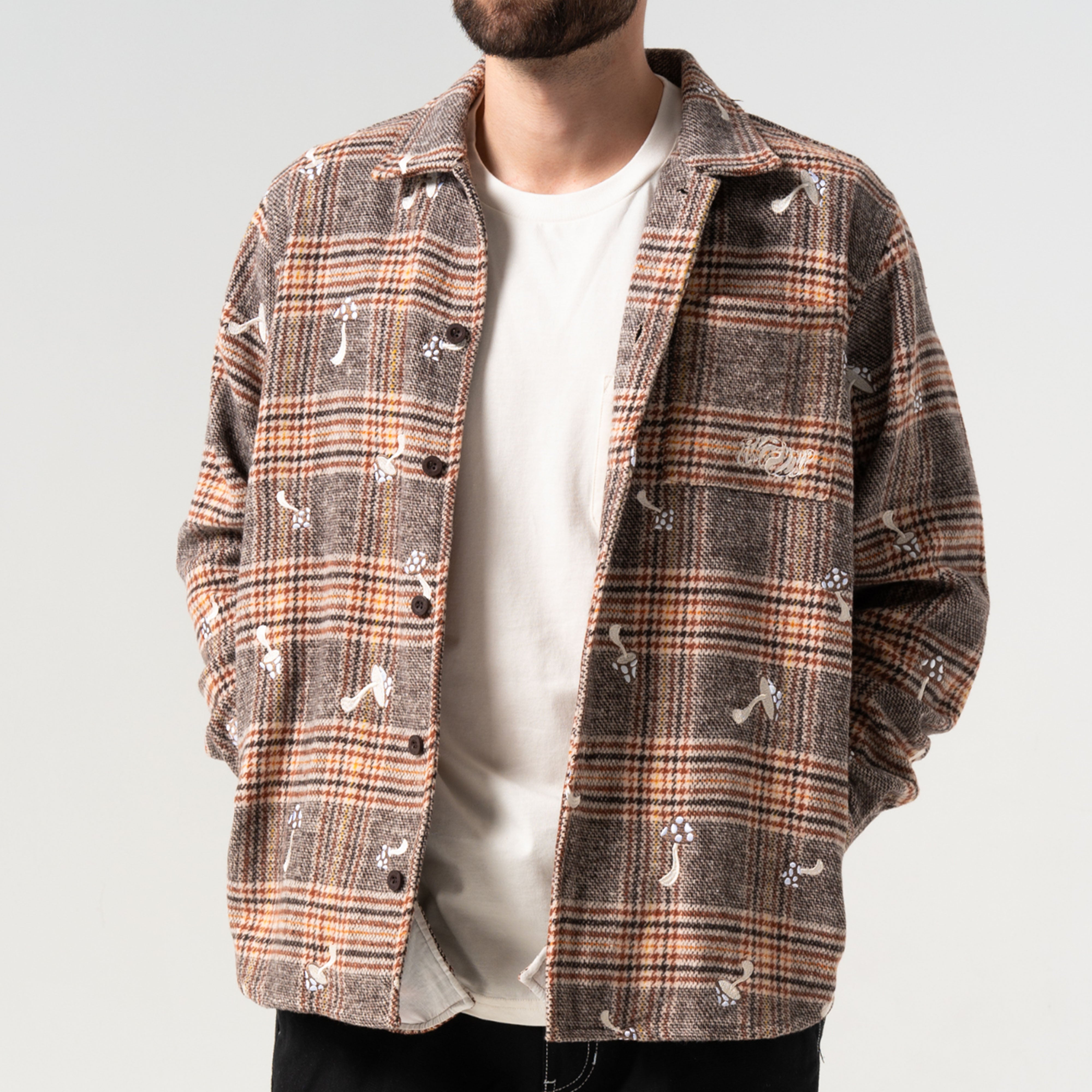  Euphoria Button Up Plaid Jacket (Brown Plaid)、mySite、merchandisen