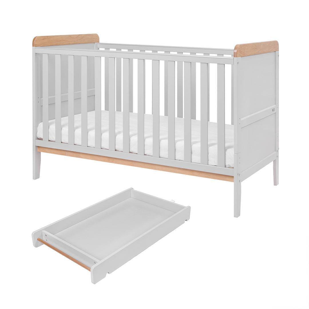  Tutti Bambini Rio Cot Bed with Cot Top Changer & Mattress - Dove Grey/Honey Oak、mySite、merchandisen