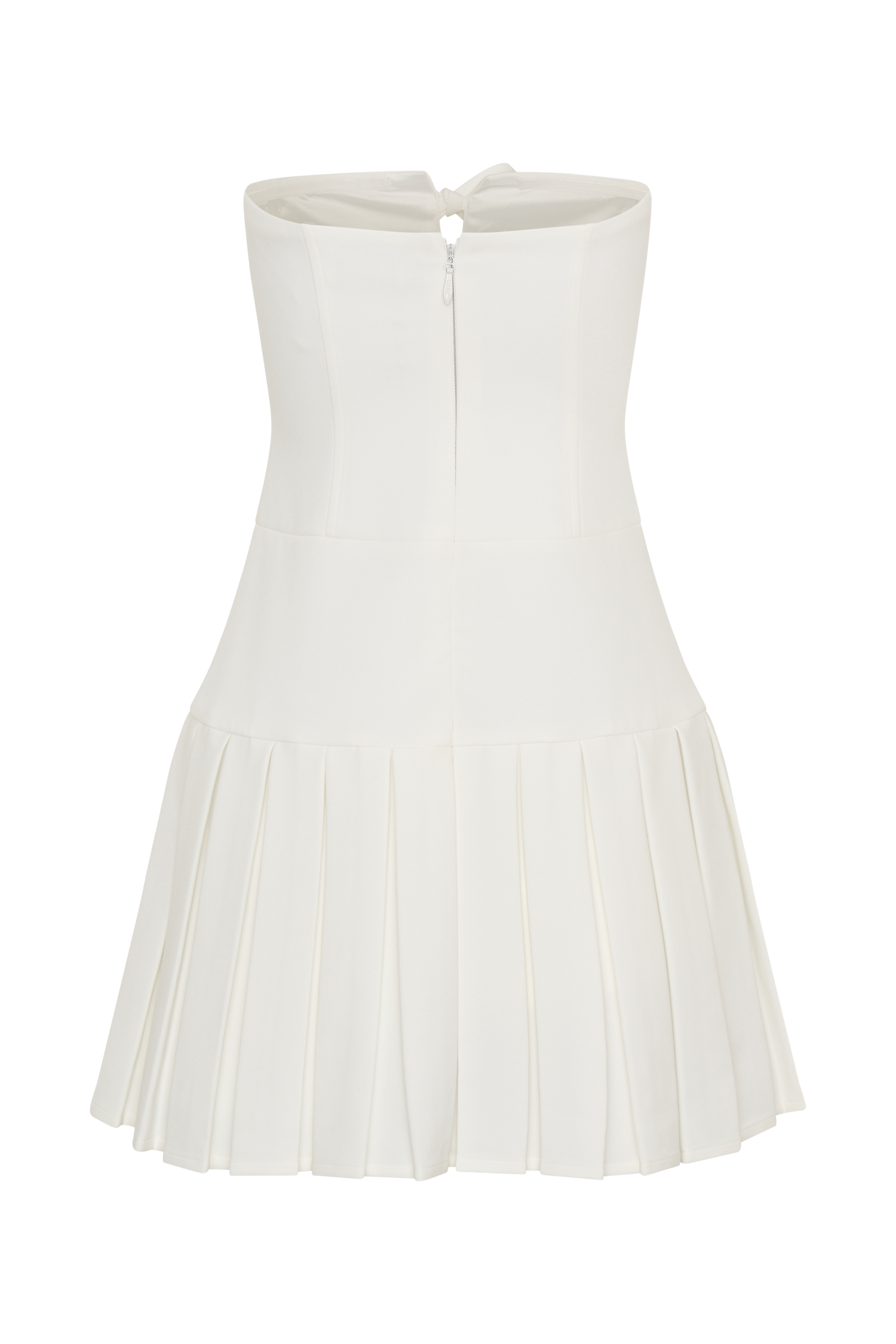 Naya Pleated Mini Dress With Ties - White、mySite、solidvoid