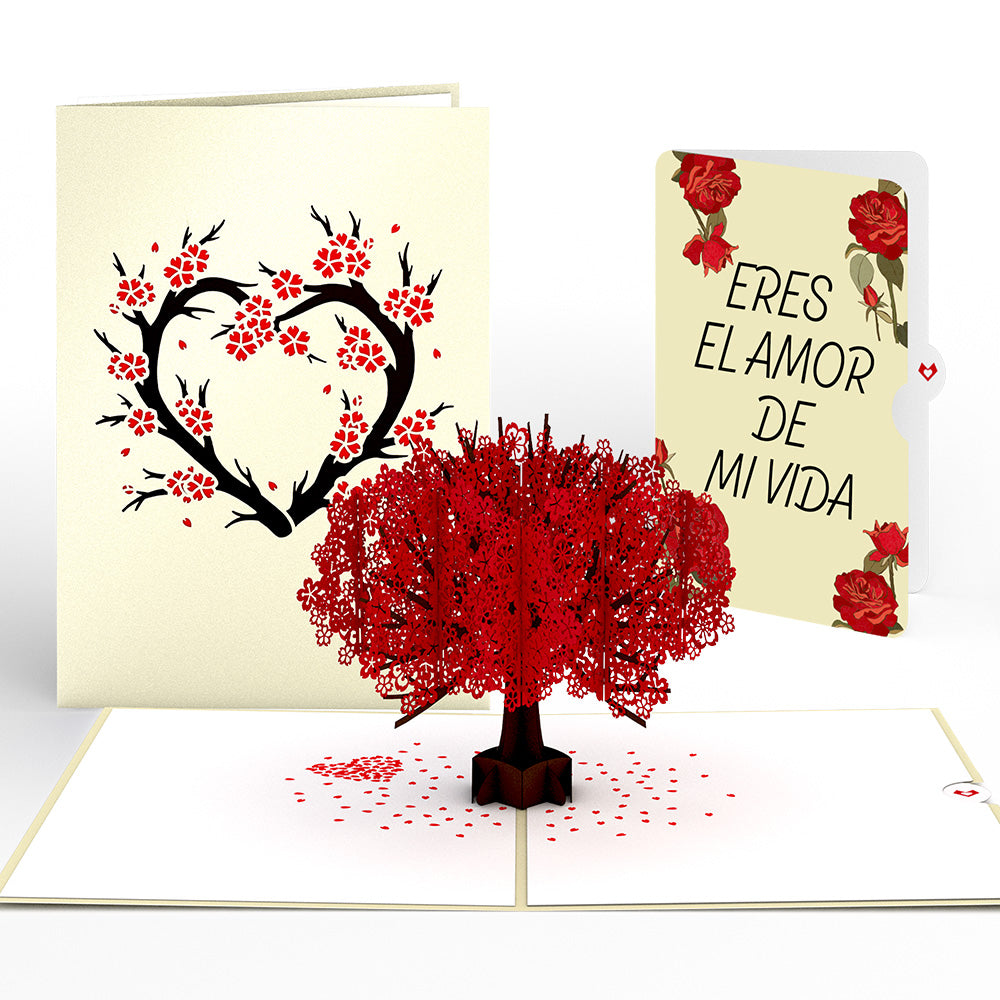 Red Sakura Tree Eres El Amor De Mi Vida Valentine Pop-Up Card and Sentiment Set、mySite、solidvoid