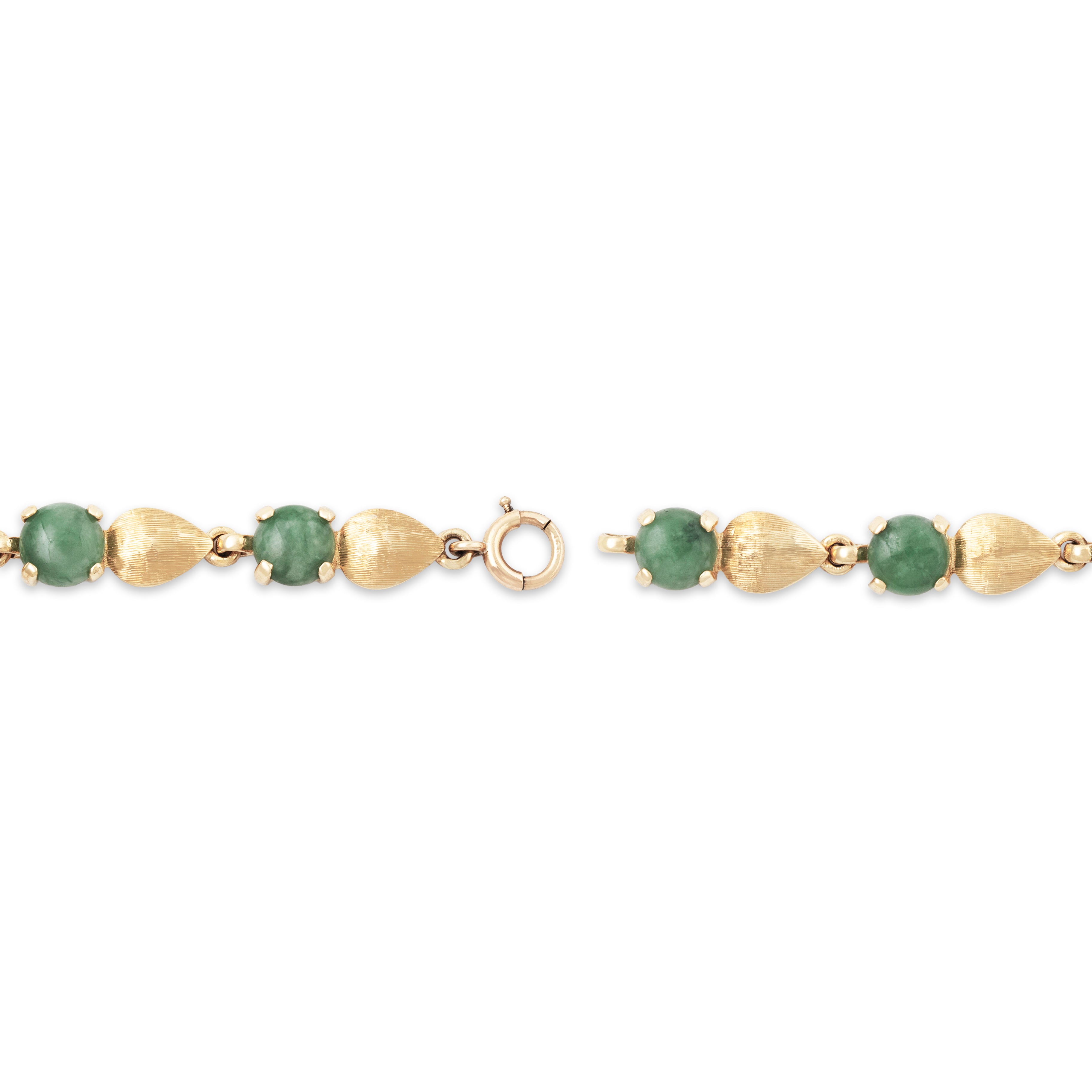 Vintage 14k Yellow Gold 7.8cttw Light Green Jade Leafy Station Bracelet 6.75、mySite、hinf8tx79