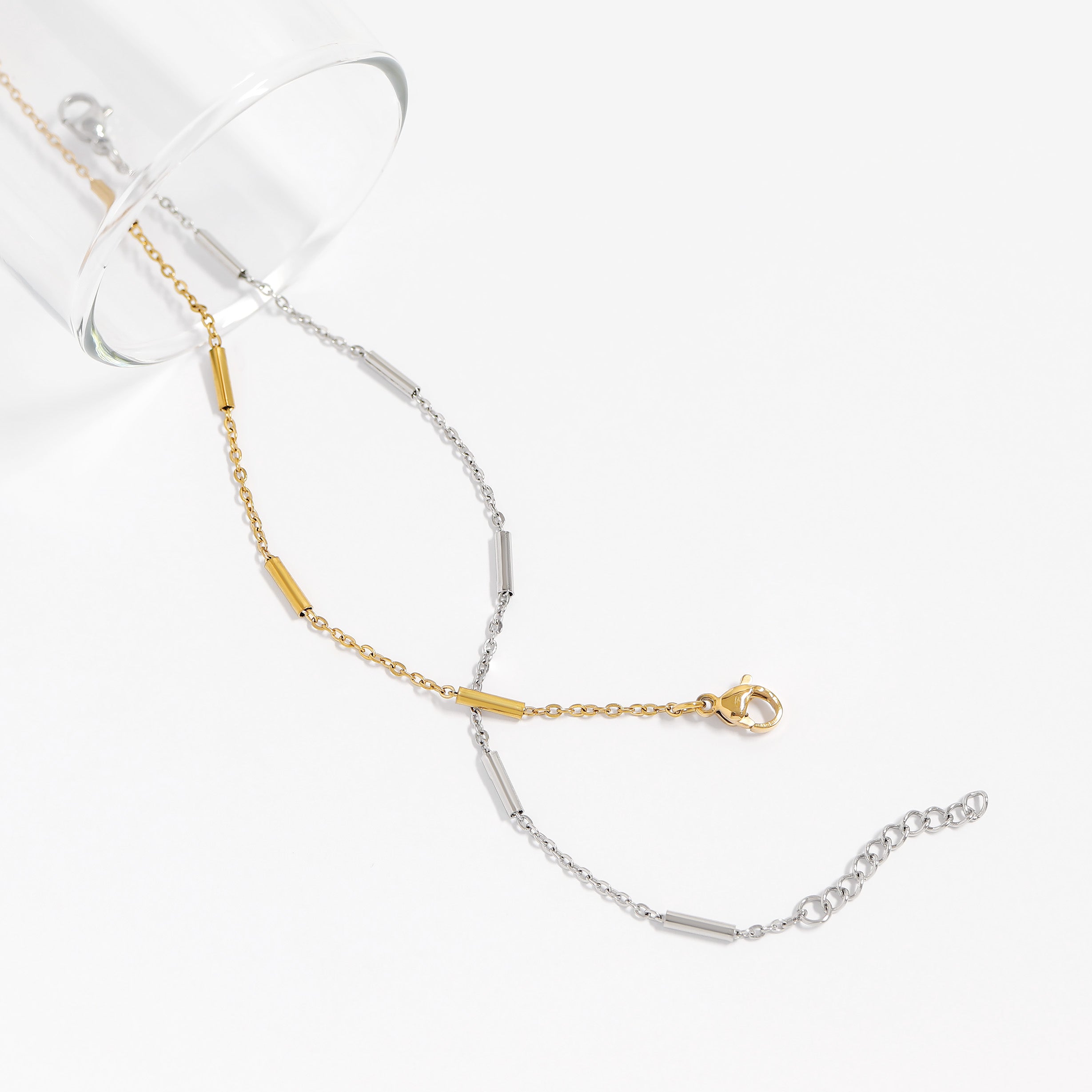 18K Gold PVD Stainless Steel Satellite Bar Chain Bracelet / BRJ1067、mySite、dreamappss