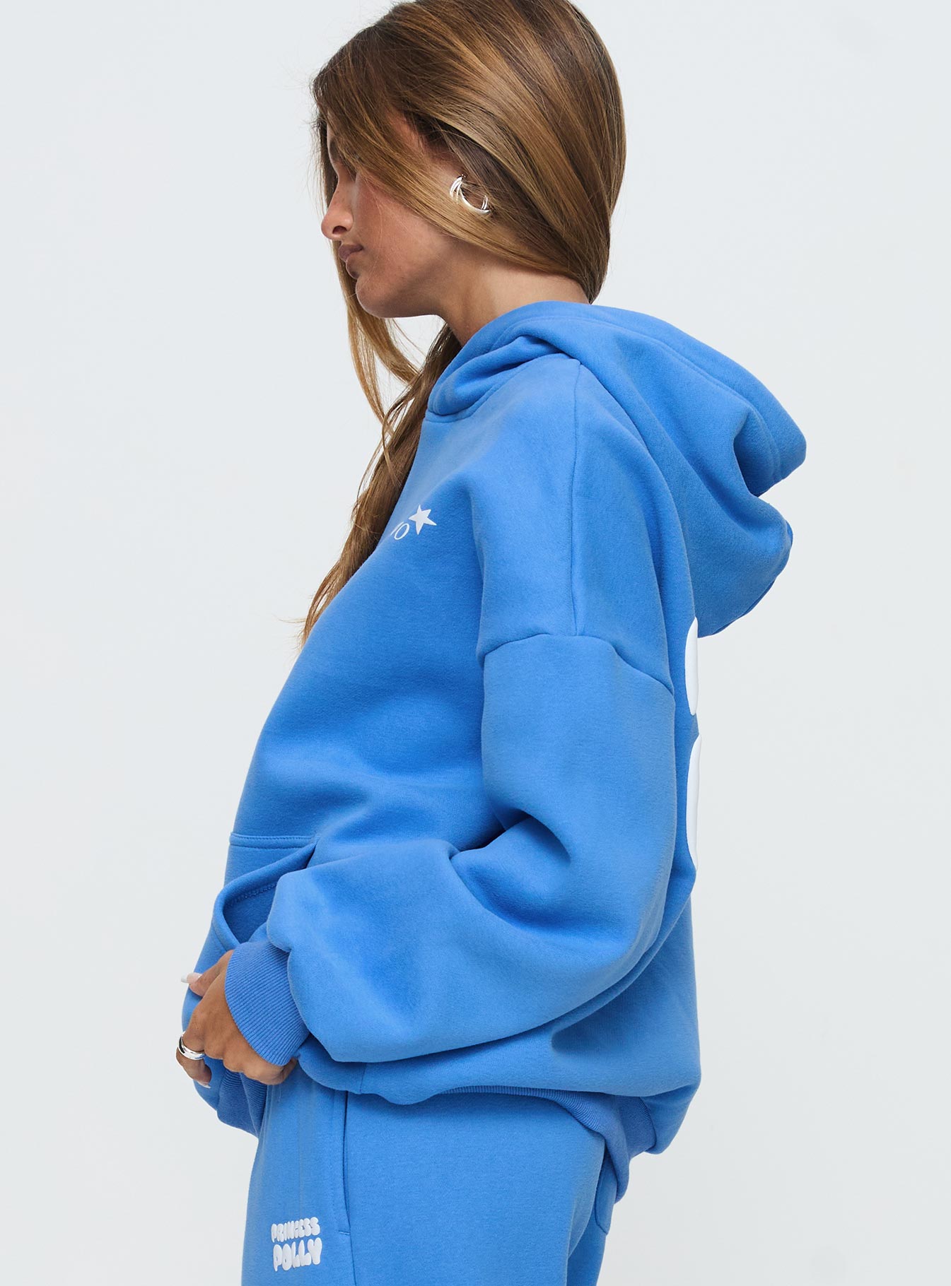 Princess Polly Hooded Sweatshirt Bubble Text Blue / White、mySite、solidvoid