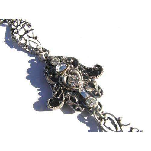 Michal Golan Black Enamel And Swarovski Crystal Hamsa Bracelet、mySite、topwebapps