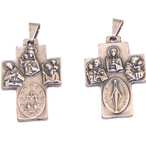  Many saint medals Cross with Miraculous medal and Jesus the word ( 3.2 cm or 1.3 inches ) - Pewter、mySite、elrpsem3k