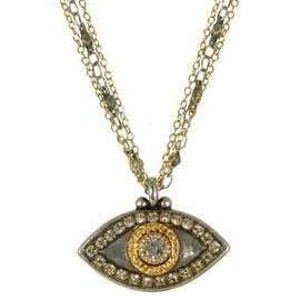 Michal Golan Crystal, Gold and Silver Evil Eye Pendant Necklace、mySite、topwebapps