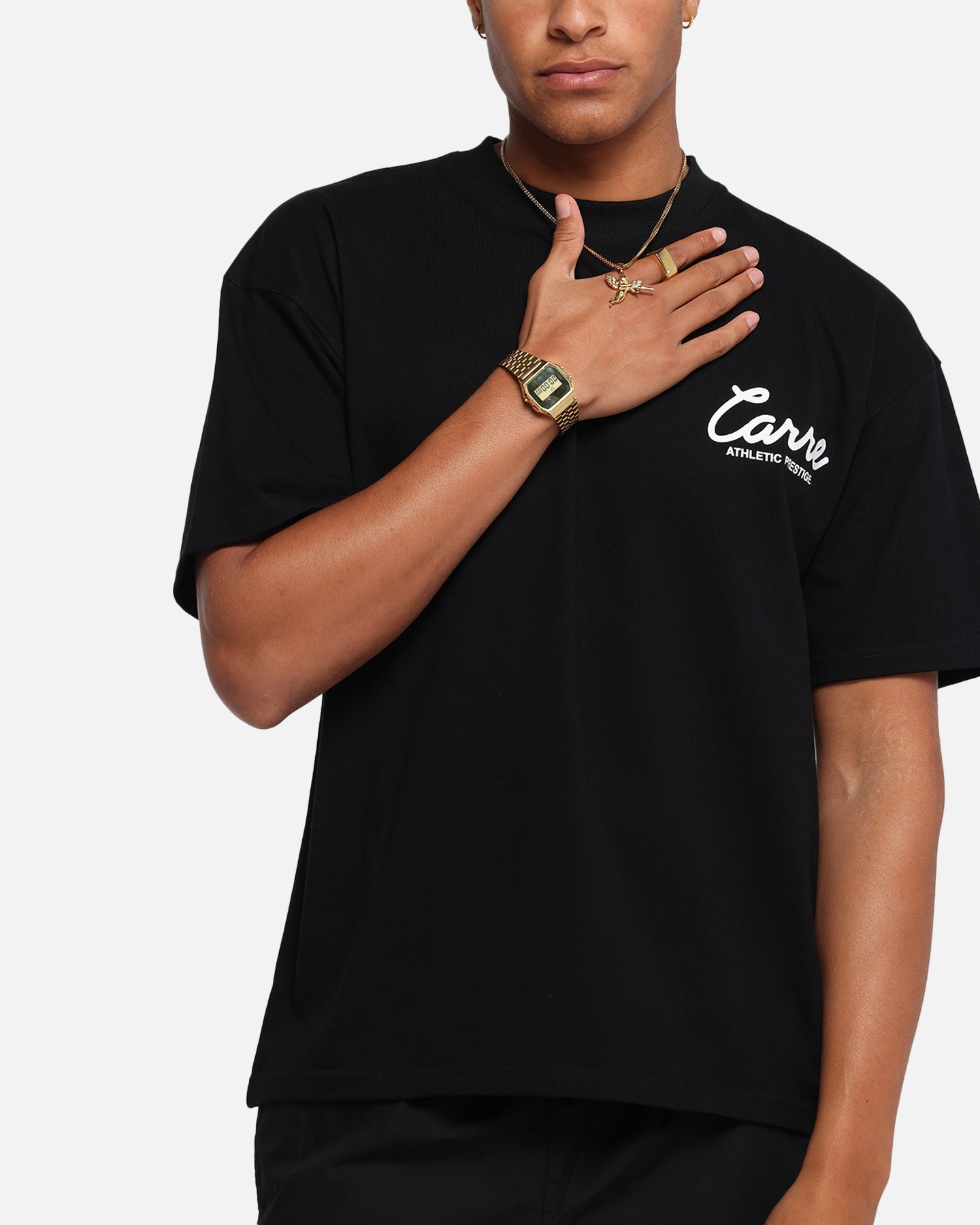 Carre Prestige Script T-Shirt Black、mySite、zt4zffjzw