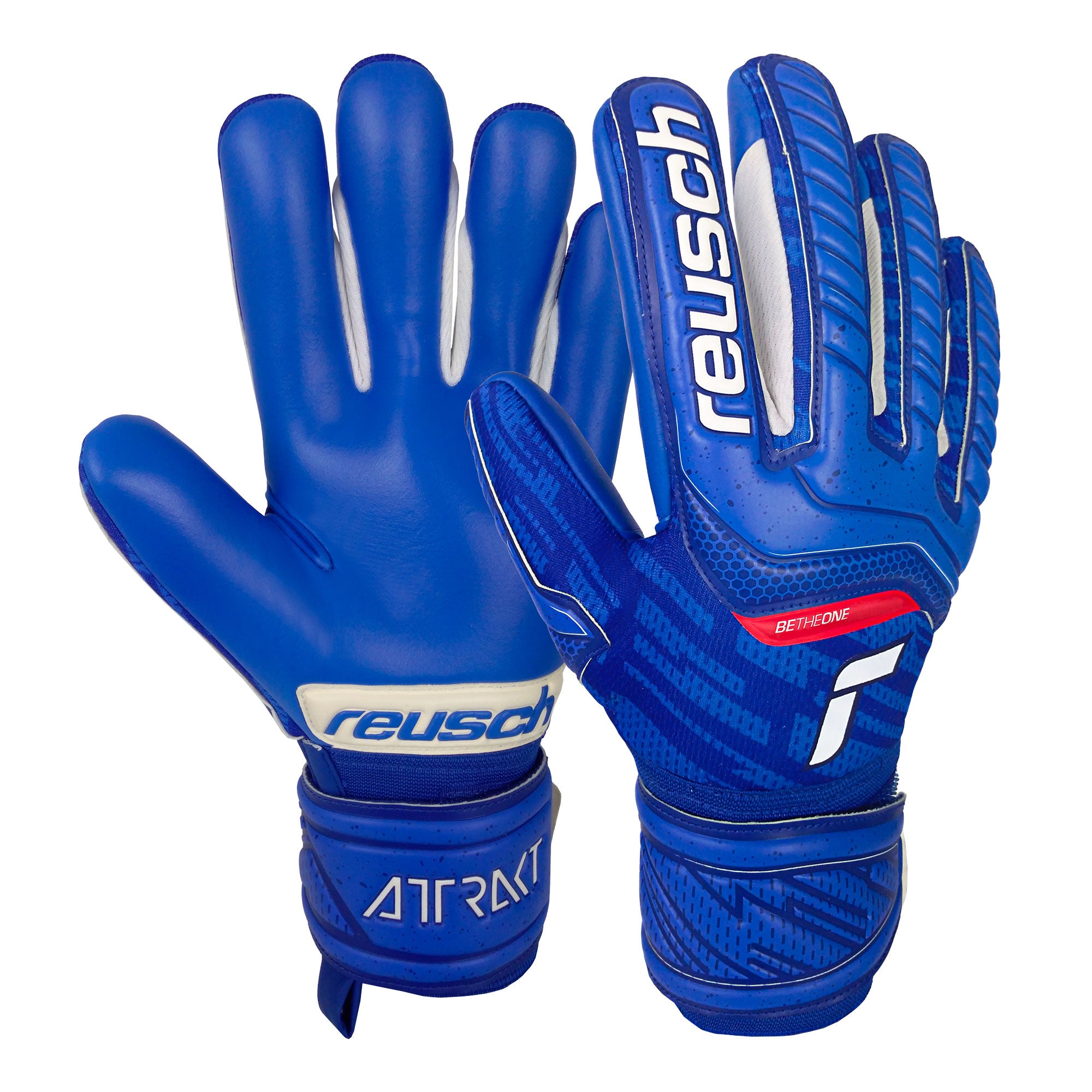 Reusch Men's Goalkeeper Attrakt Grip Evolution Fingersave Goalkeeper Gloves Blue/White、mySite、noshort