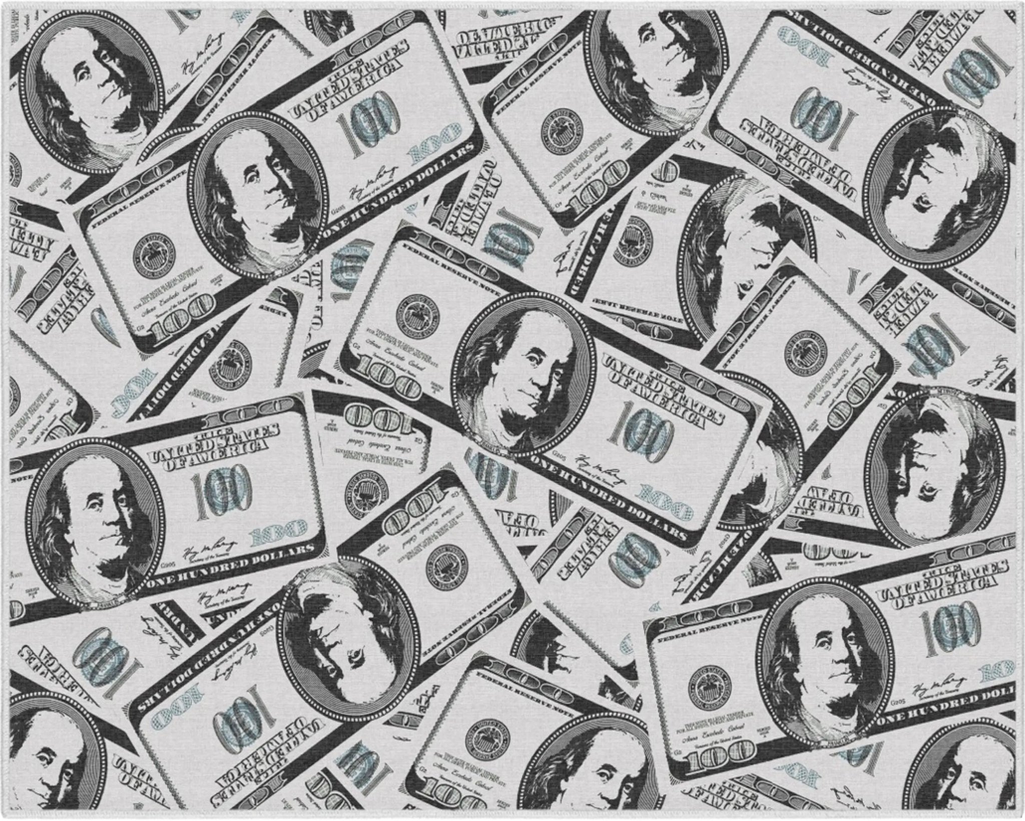 Hundred Dollar Bill Stacked Green Novelty Runner Flat-Weave Rug、mySite、gigharbornorthrealestate