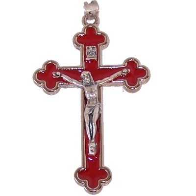  Rosary crucifix with red enamel - Extra Large - Pewter grade A (7.5 cm-3 inches)、mySite、elrpsem3k