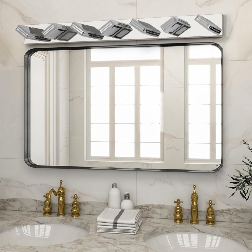 34" Modern 5-Light LED Vanity Light - Sleek Bathroom Wall Fixture, Iron & Acrylic, Dimmable & Energy-Efficient, Ideal for Mirror Lighting、、eastwooduniform