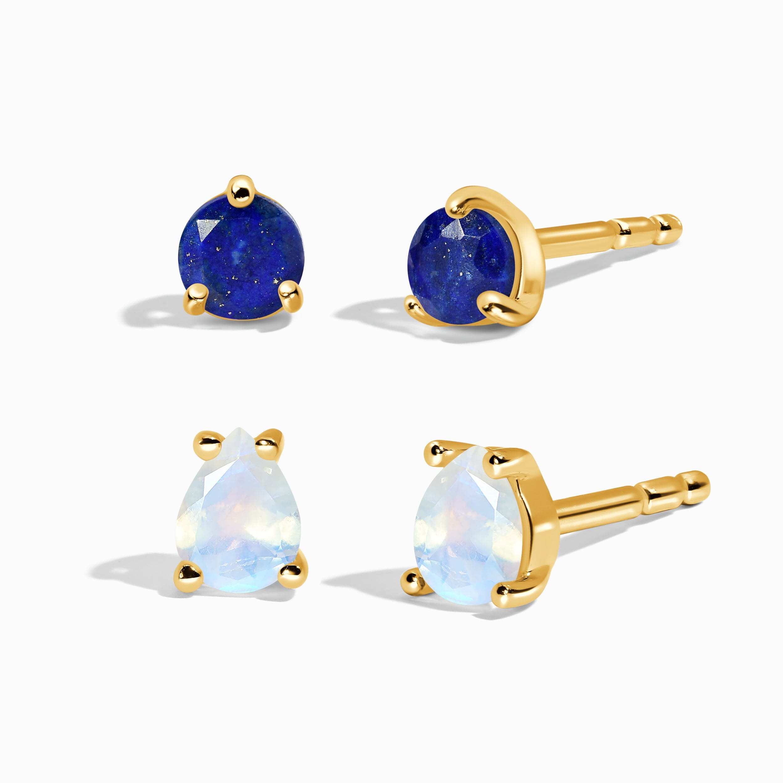 Lapis Lazuli Moonstone Petite Round & Teardrop Studs、mySite、hinf8tx79