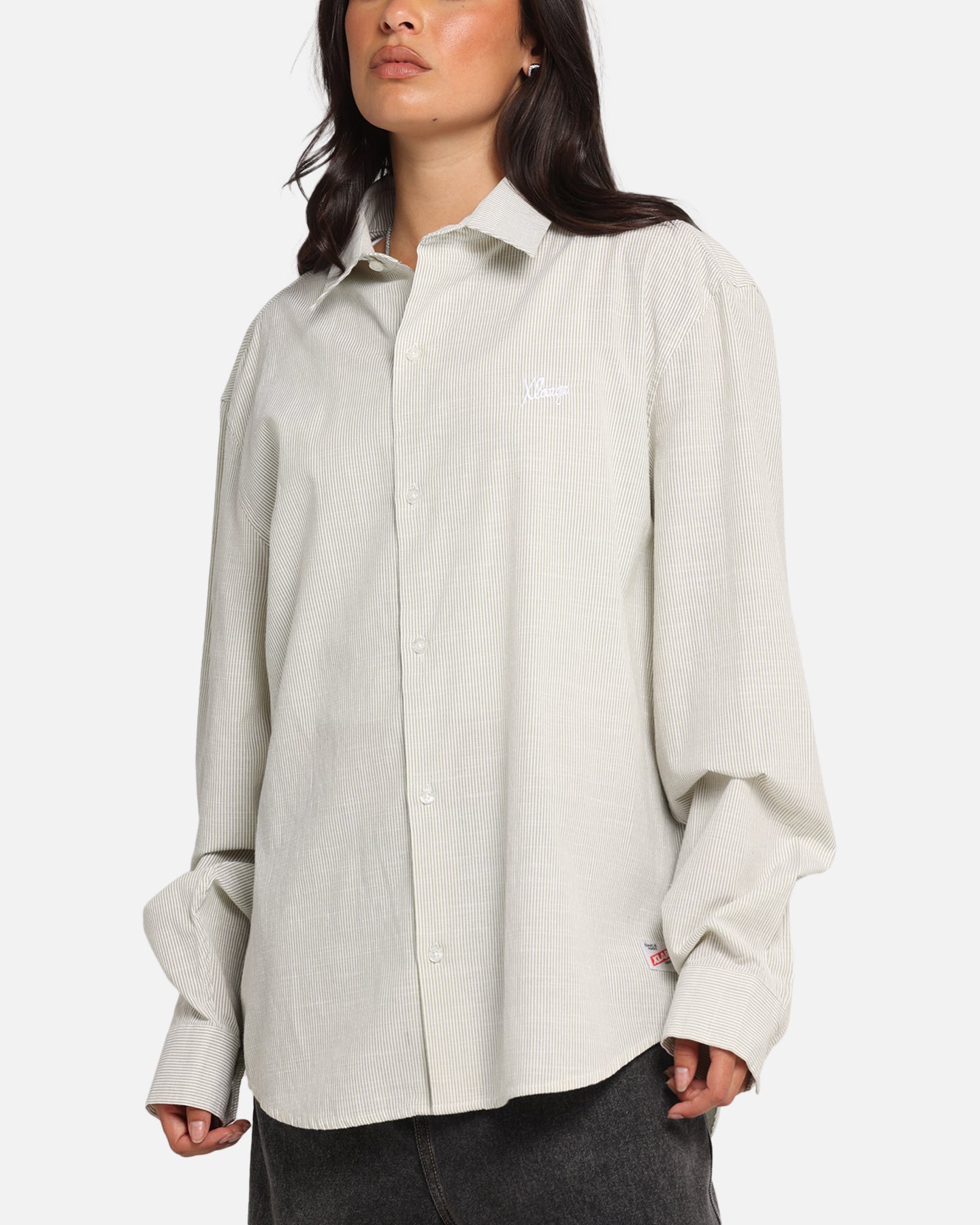 X-Large Oxford Script Button Up Shirt Olive、mySite、zt4zffjzw